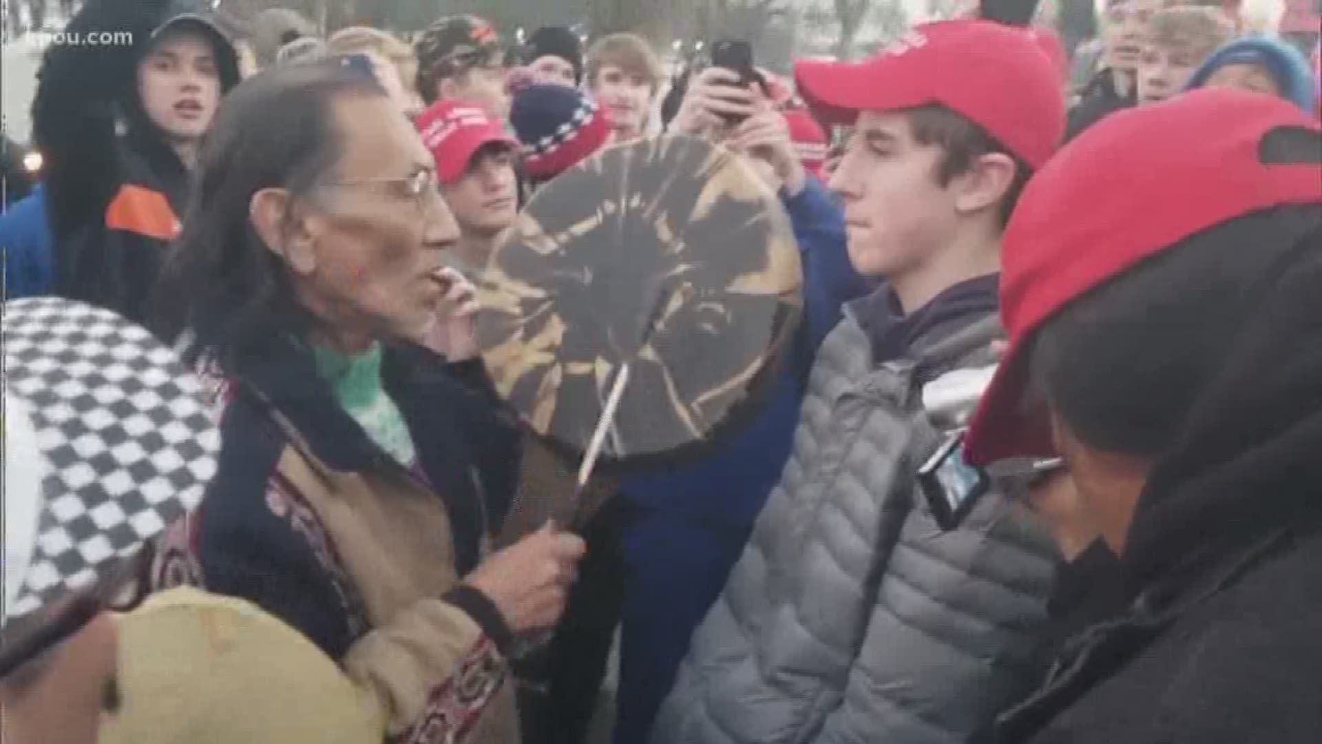A Native American organizer of a march in Washington, D.C., says he felt compelled to get between a group of black activists and largely white students with his ceremonial drum to defuse a potentially dangerous situation. Now, one of those students is telling his side of the story.