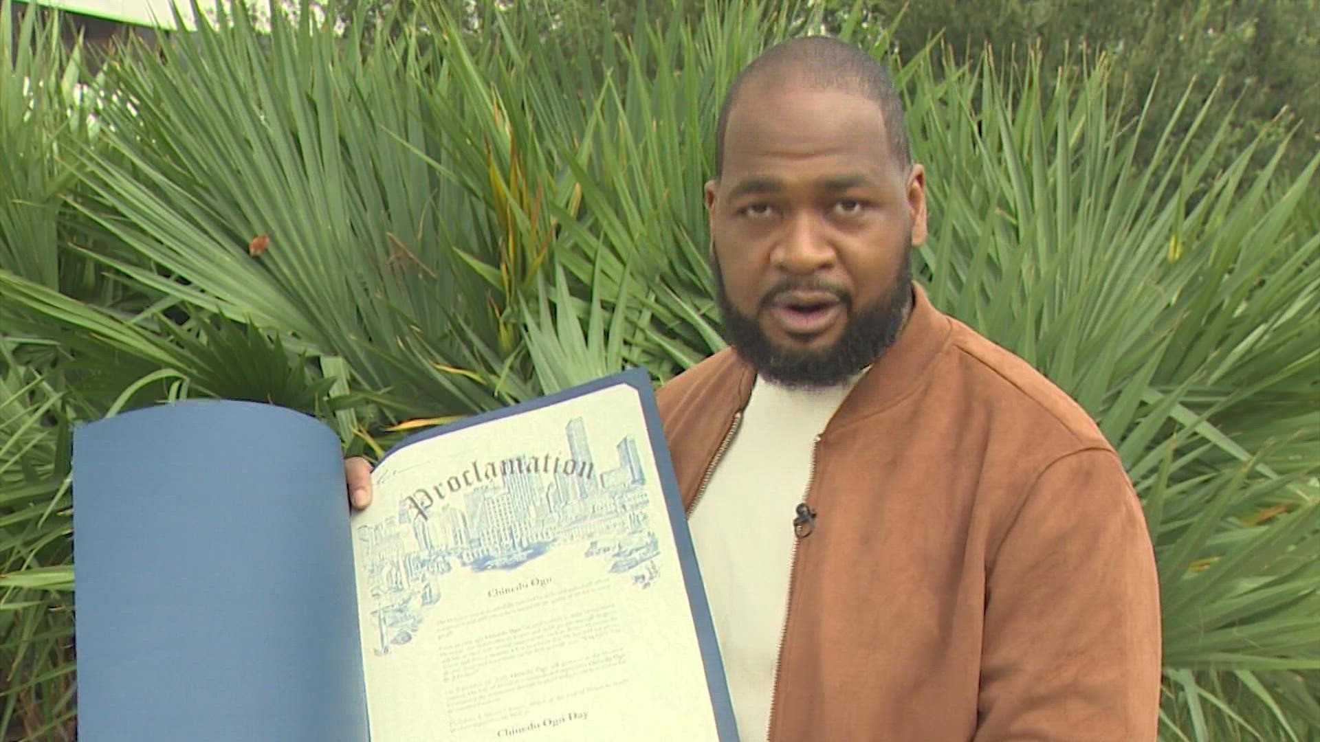 A special honor for a familiar face here on KHOU 11. Our friend and comedian Chinedu Ogu is getting a very special honor, thanks to the city of Houston.