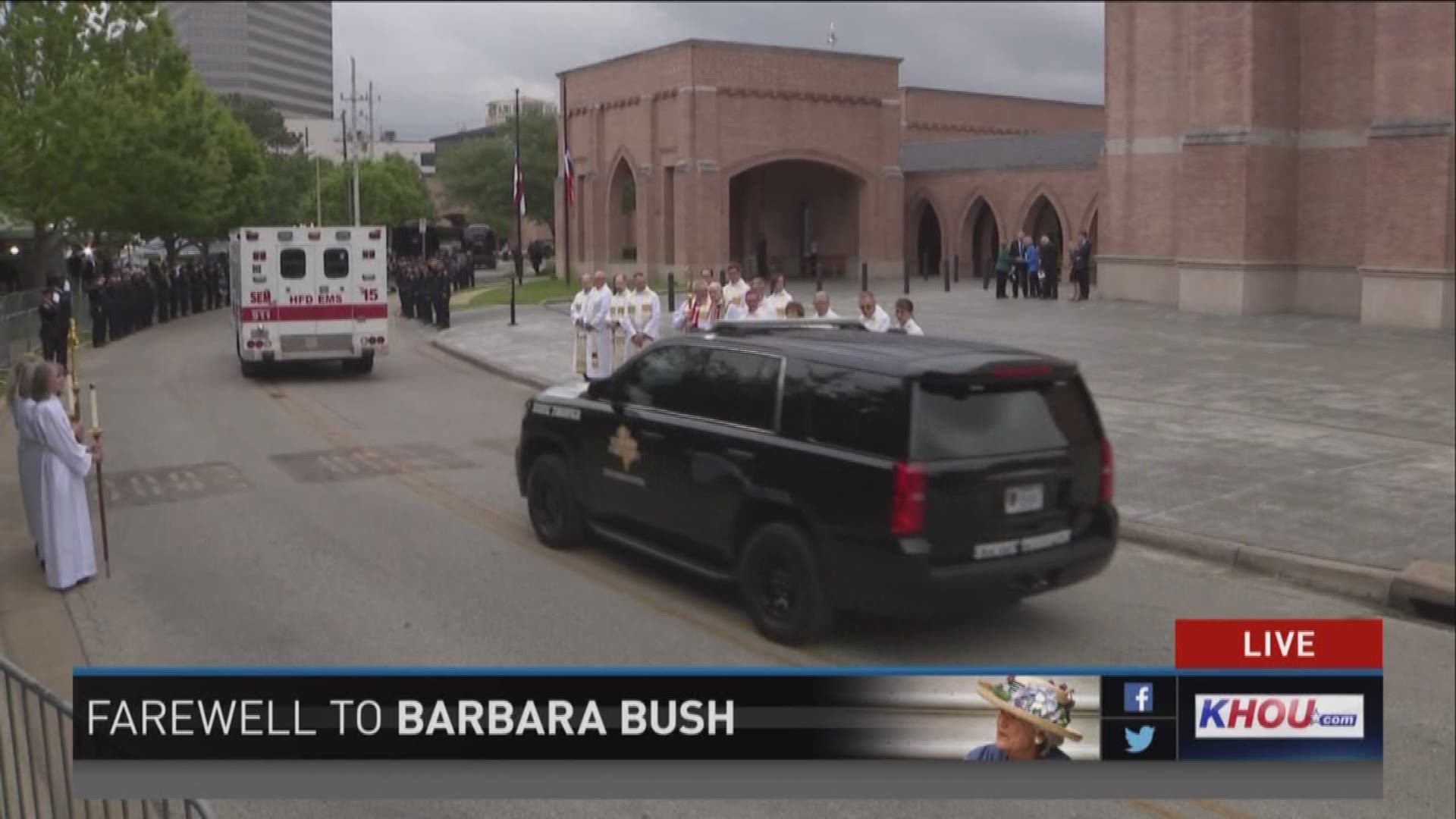 Watch KHOU's live coverage as the family motorcade leaves St. Martin's Church in Houston following the funeral service for former First Lady Barbara Bush. 