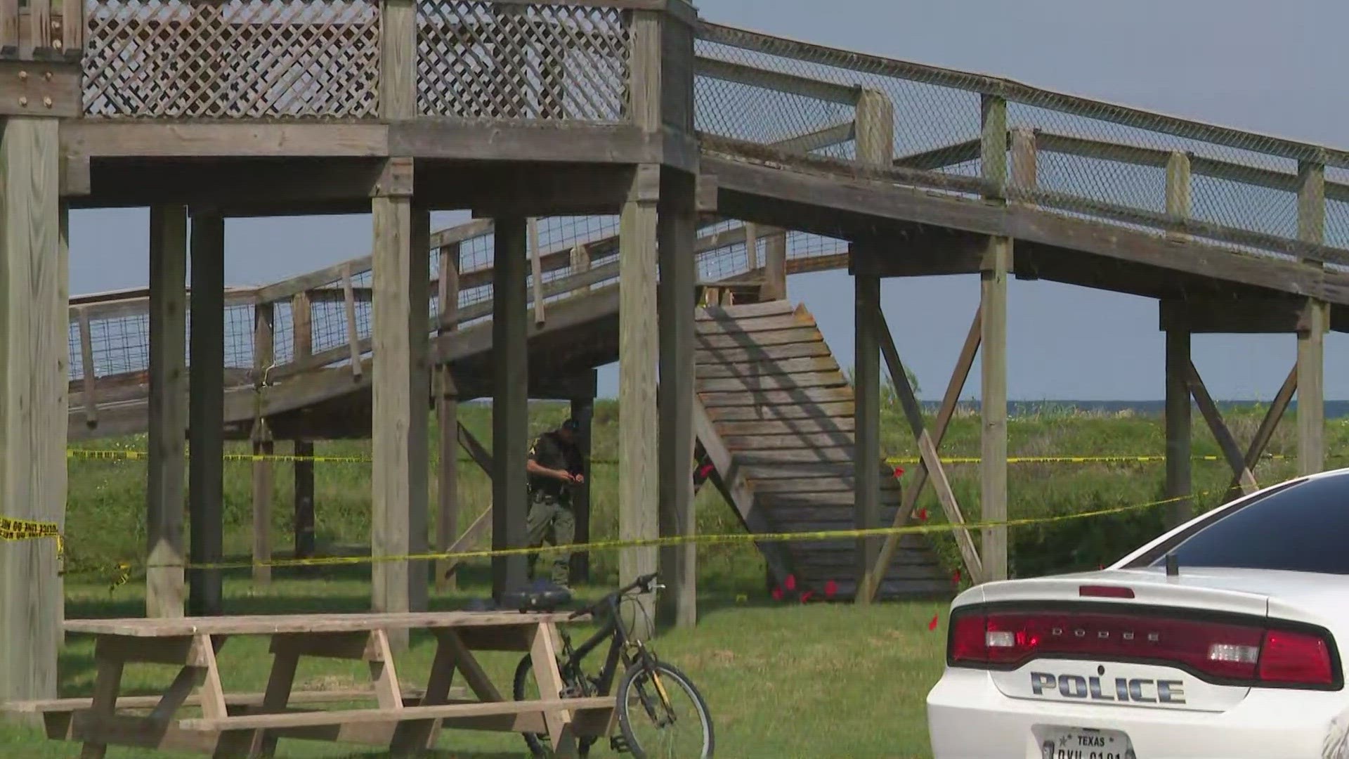 Officials said 21 teens who were at a summer camp were injured when part of an elevated walkway collapsed at a park in Surfside Beach.