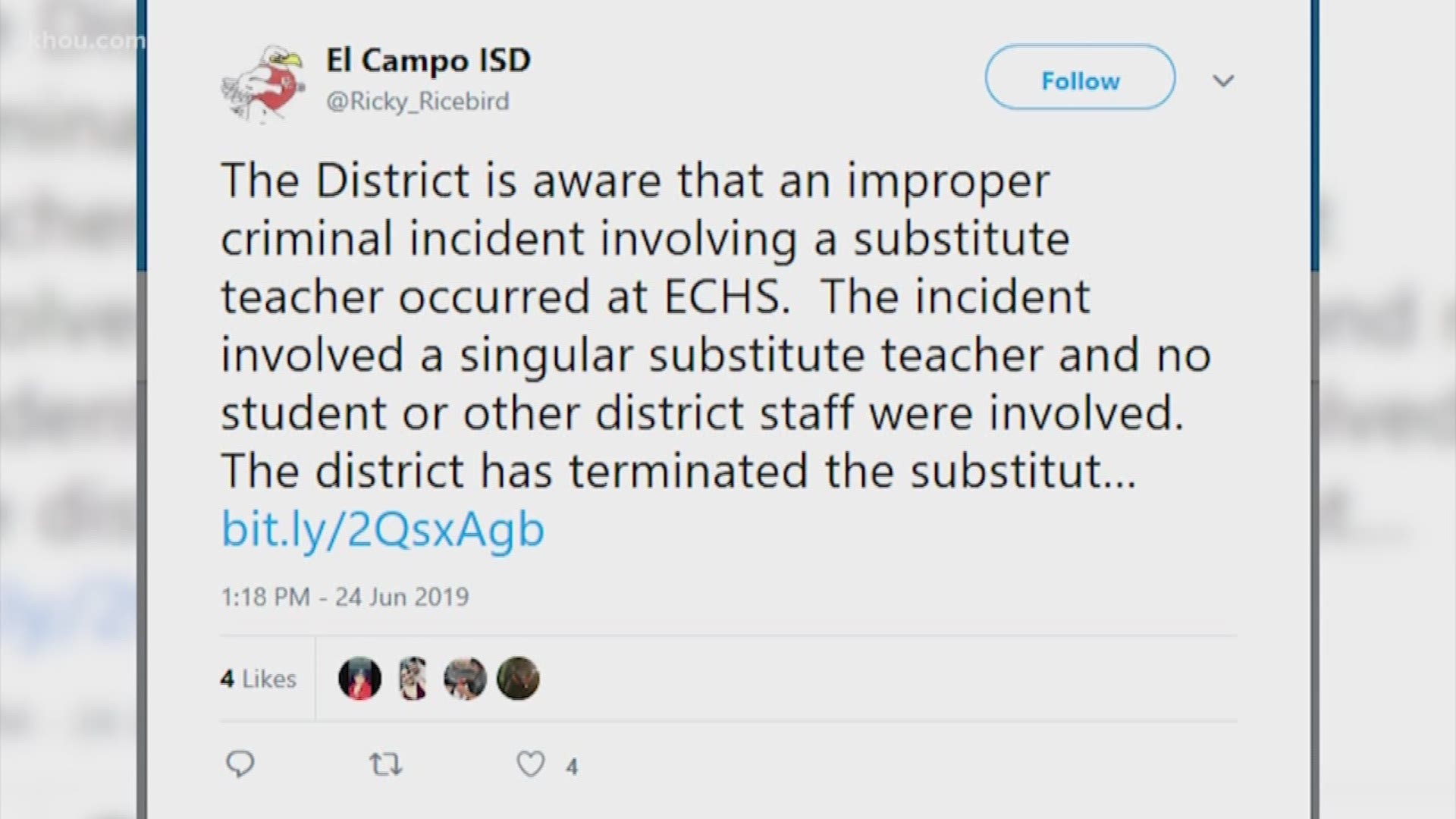 An El Campo ISD substitute teacher was fired for allegedly recording pornographic videos at school.