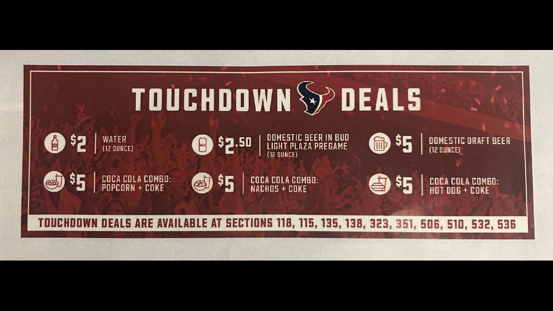 Houston Texans concession prices: Beer, hot dogs see price cuts