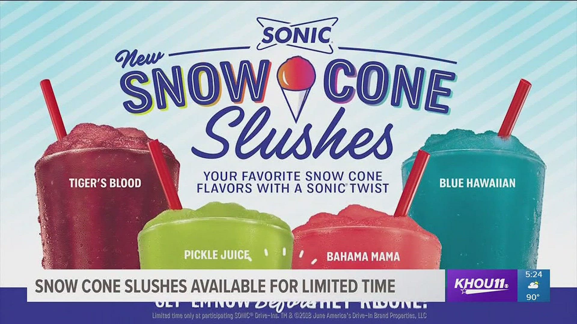 Sonic debuted it's new snow cone slushes that includes a pickle juice slush. The pickle juice slush, along with many other new flavors, are available for a limited time.