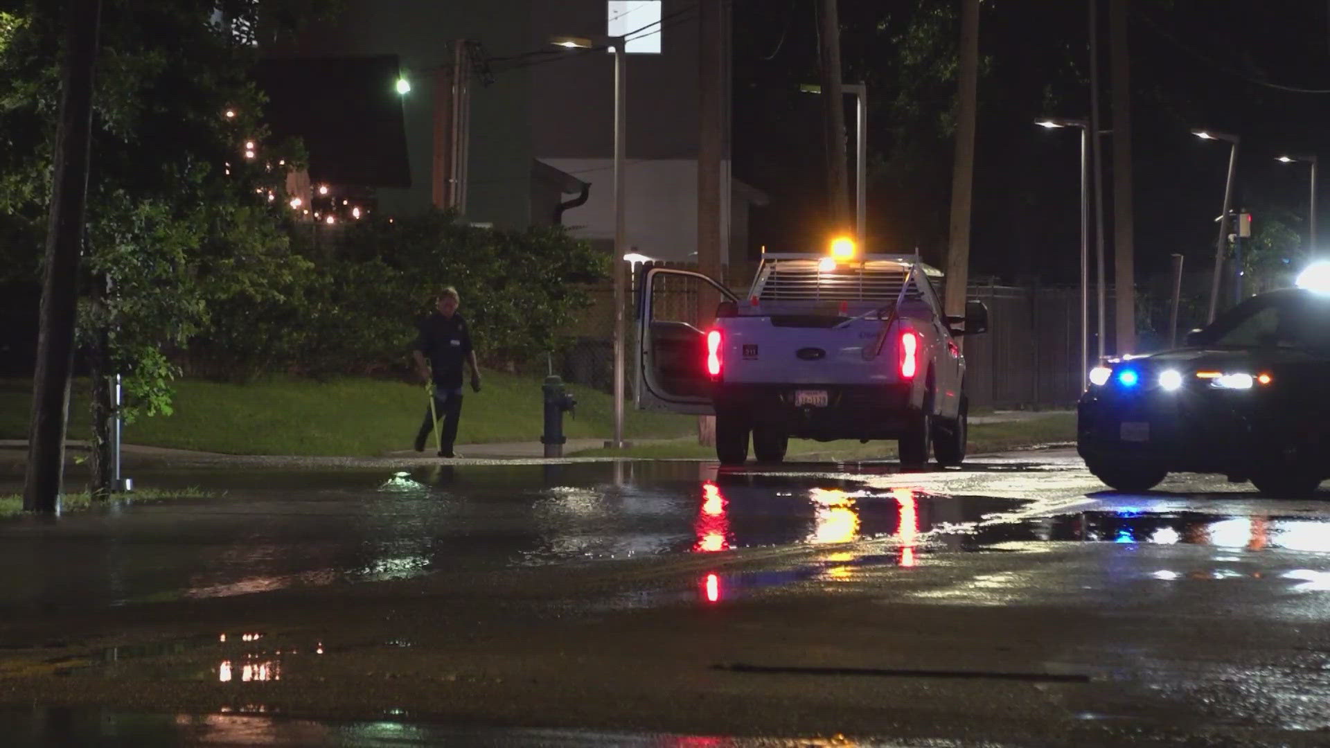 The road is flooded near Milby Street and Canal Street.