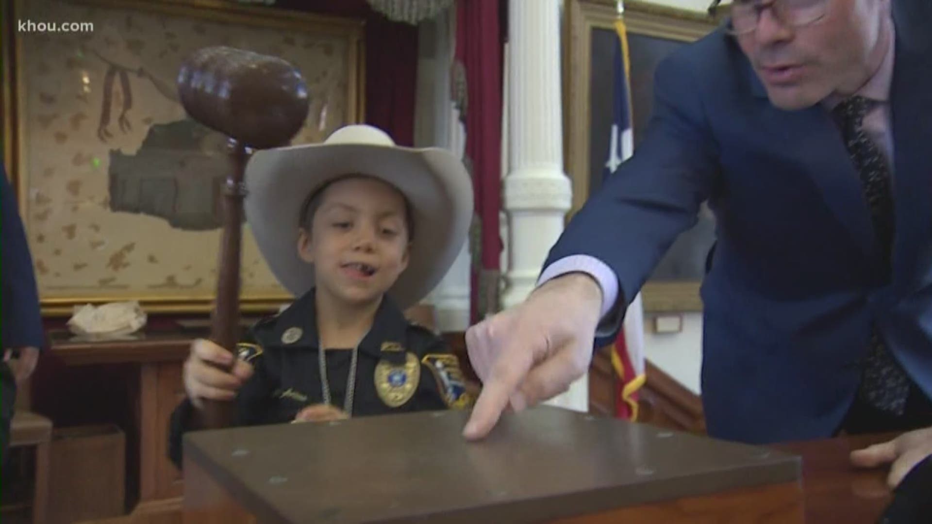 A 6-year-old Freeport Police Officer with terminal cancer has a new job. Abigail Arias became an honorary Texas Ranger.