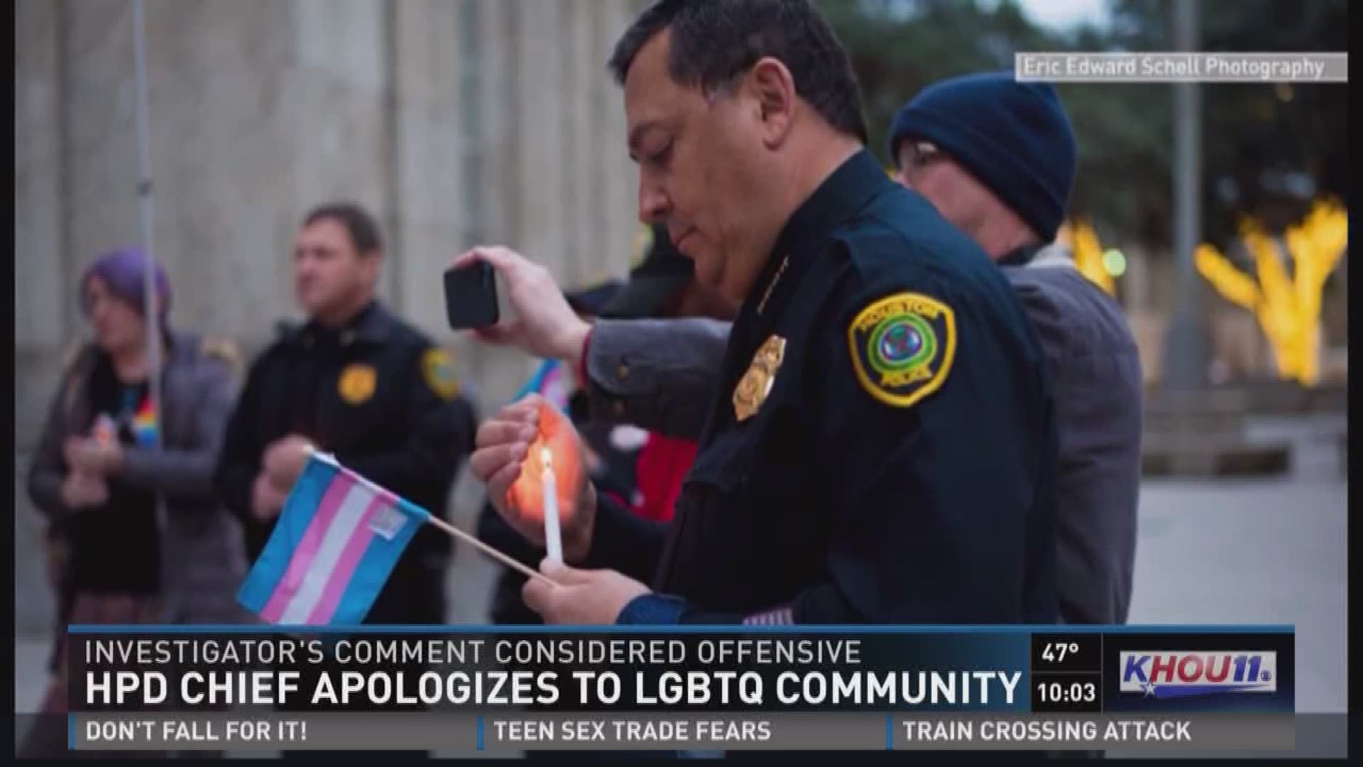 Houston Police Chief Art Acevedo apologized Friday for a statement made by an HPD investigator earlier this week on a murder case involving the death of a transgender woman. 