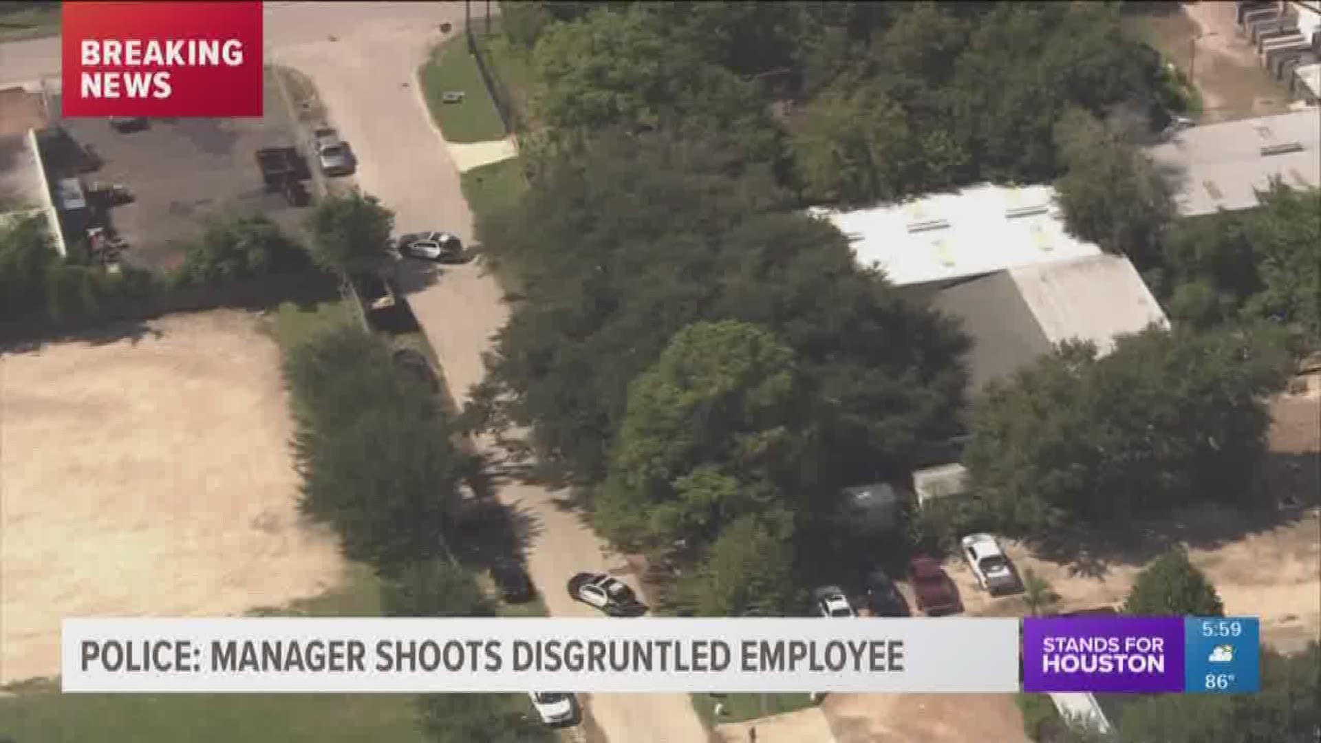 Police are questioning the owner of a cabinet shop in northwest Houston after he allegedly shot a disgruntled ex-employee.