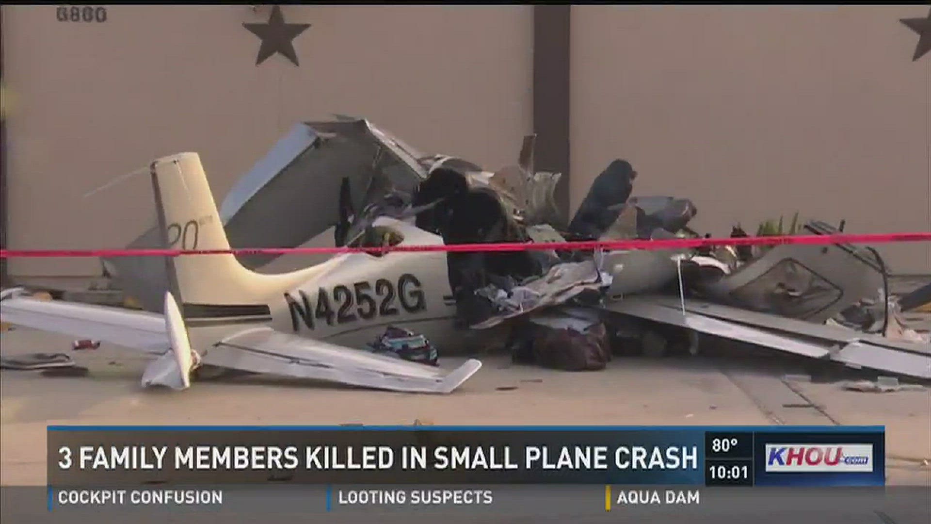 Three family members were killed in a small plan crash near Hobby Airport Thursday afternoon on a flight from Norman, Okla.