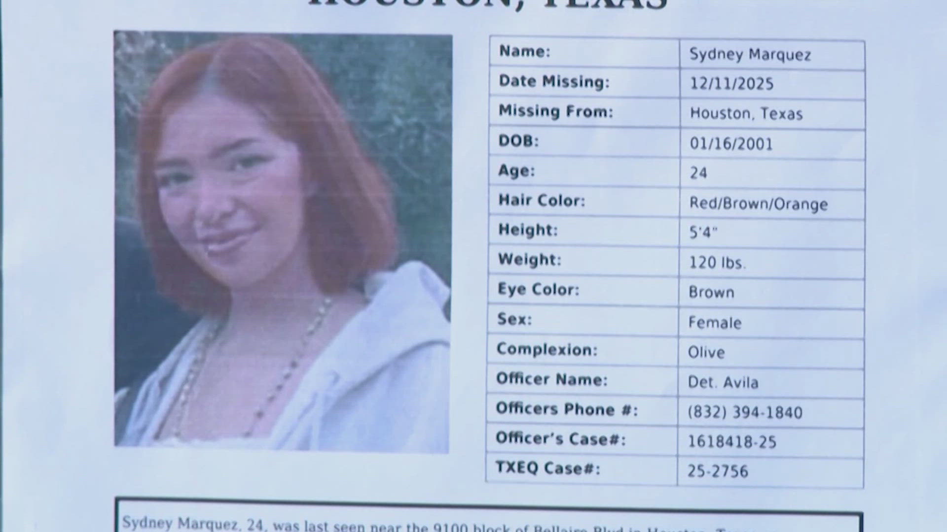 Sydney Marquez update: What Jersey Village police said about their  encounter Friday morning