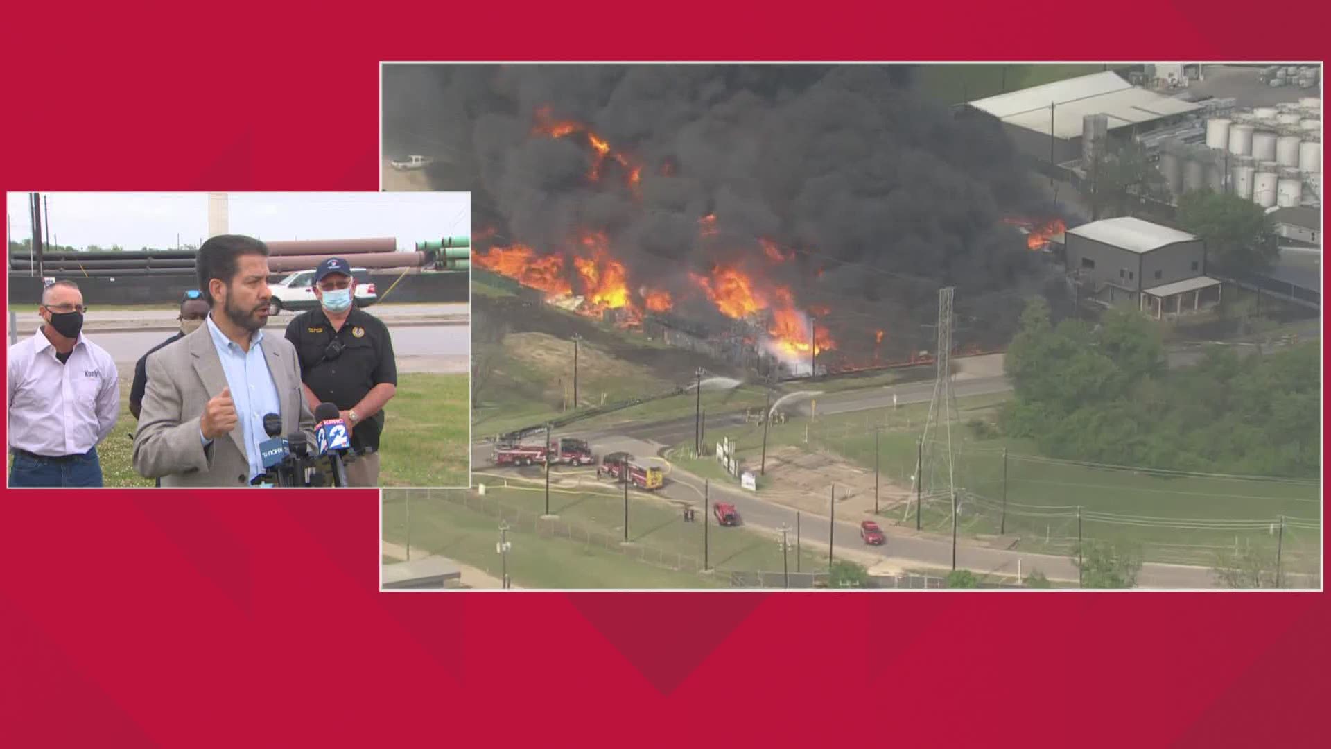 Officials gave an update on the industrial fire at the K-Solv facility in the 1000 block of Lakeside Drive.