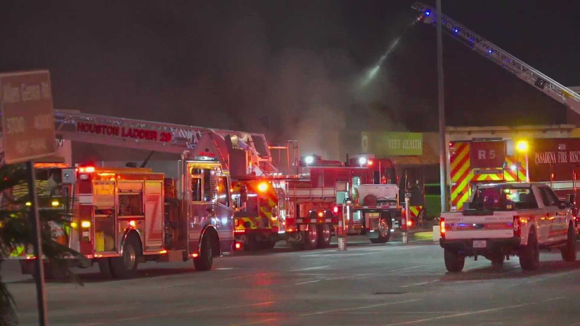 At least three businesses were damaged in the fire that started early Monday morning.