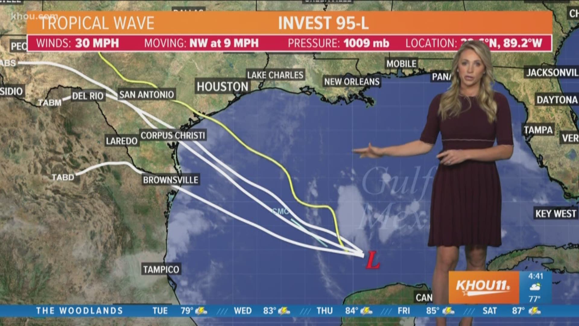 KHOU 11 Meteorologist Chita Craft says Tropical Wave Invest 95-L moved into the southern Gulf early Wednesday morning.
