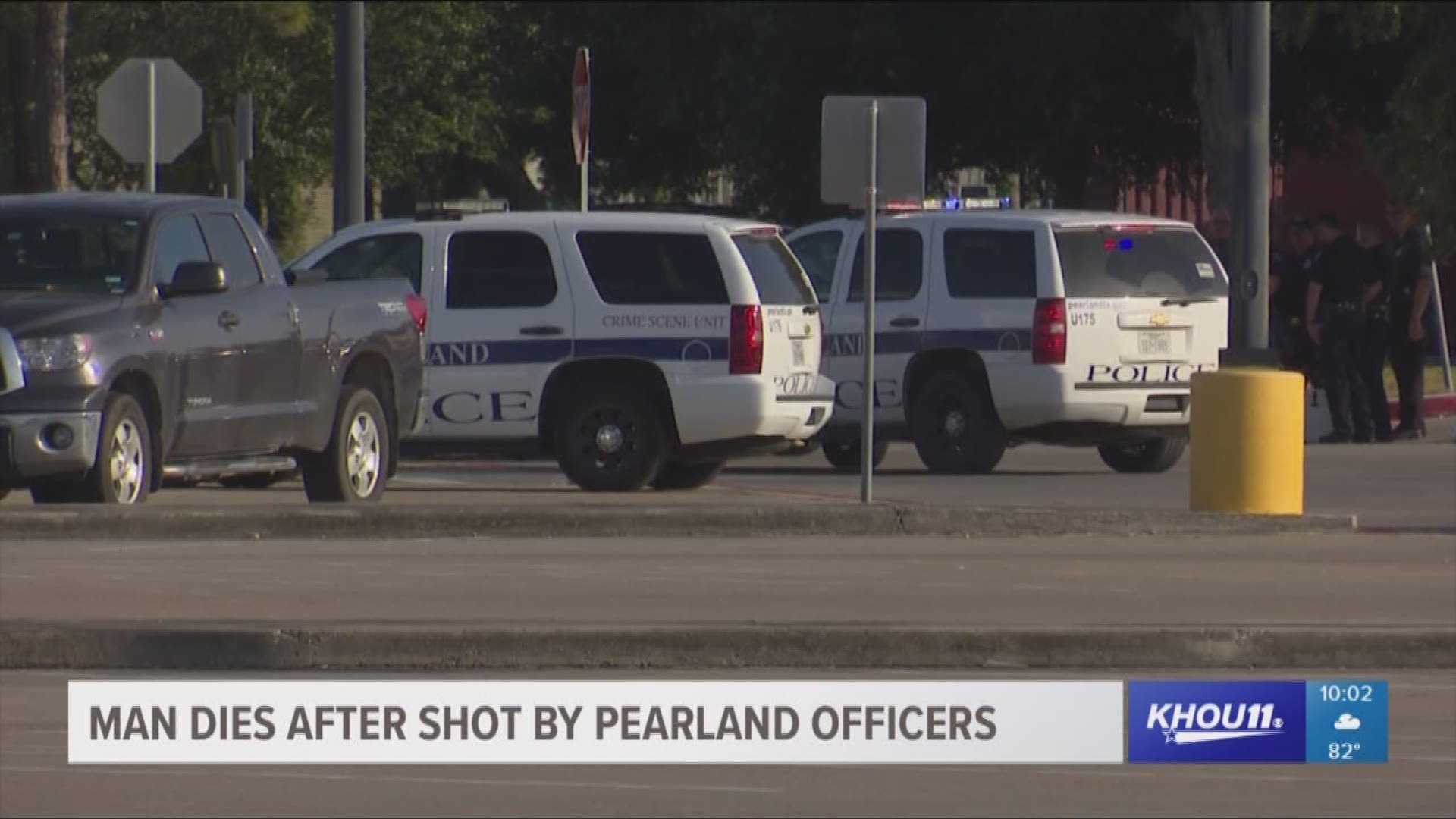 Police say the man shot by an officer at a Walmart in Pearland Tuesday evening has died.