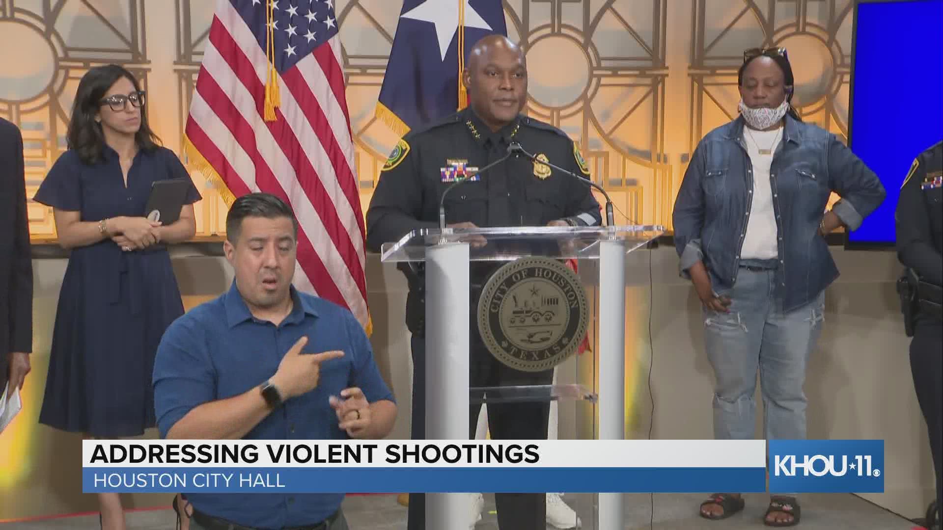 Houston Police Chief Troy Finner addressed the increase in violent shootings, especially those cases involving children.