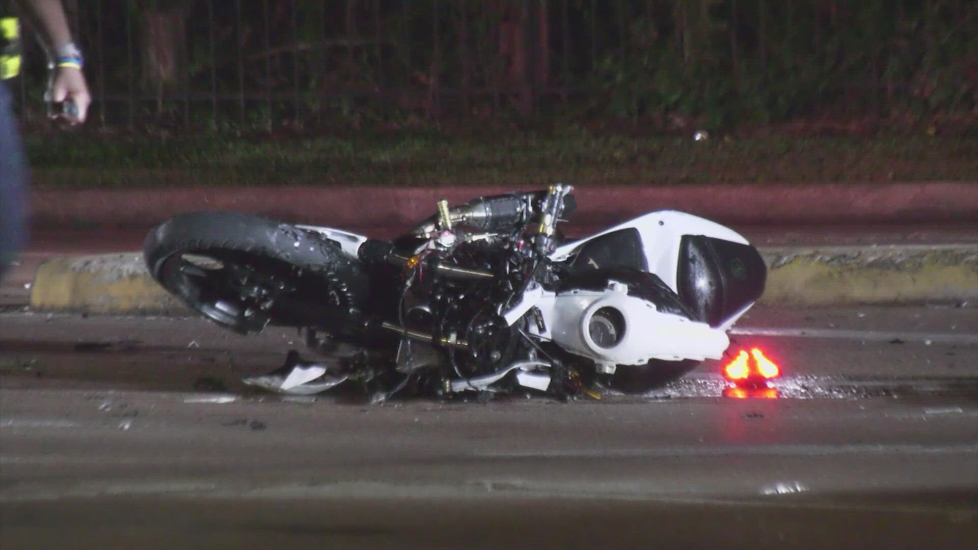 Police said the driver of a Subaru made a left turn from Memorial to Piney Point Road and the motorcycle crashed into the vehicle, killing the 22-year-old rider.