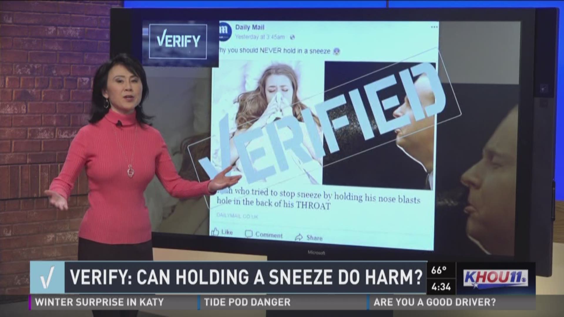 'Tis the season for sneezin' thanks to a flu outbreak and allergies. Your mom may have warned you never to hold your sneeze, but can it really cause harm. Our Verify researchers tracked down the truth.