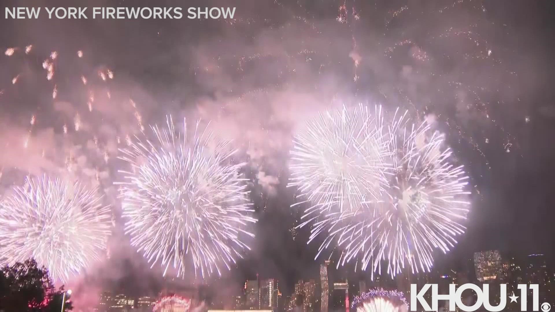 Hundreds of fireworks lit the sky in New York during the Fourth of July.