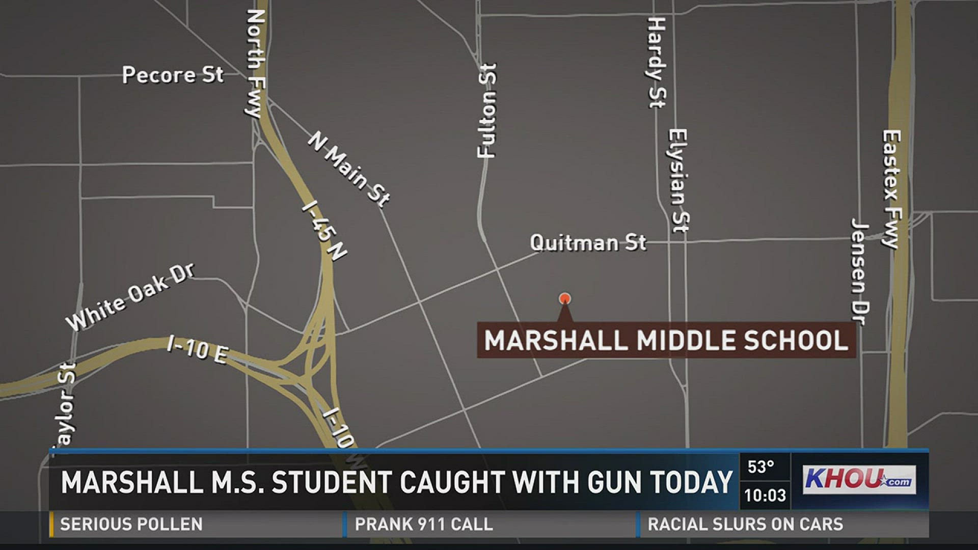 An eighth grader was allegedly caught with a gun at Marshall Middle School Thursday.