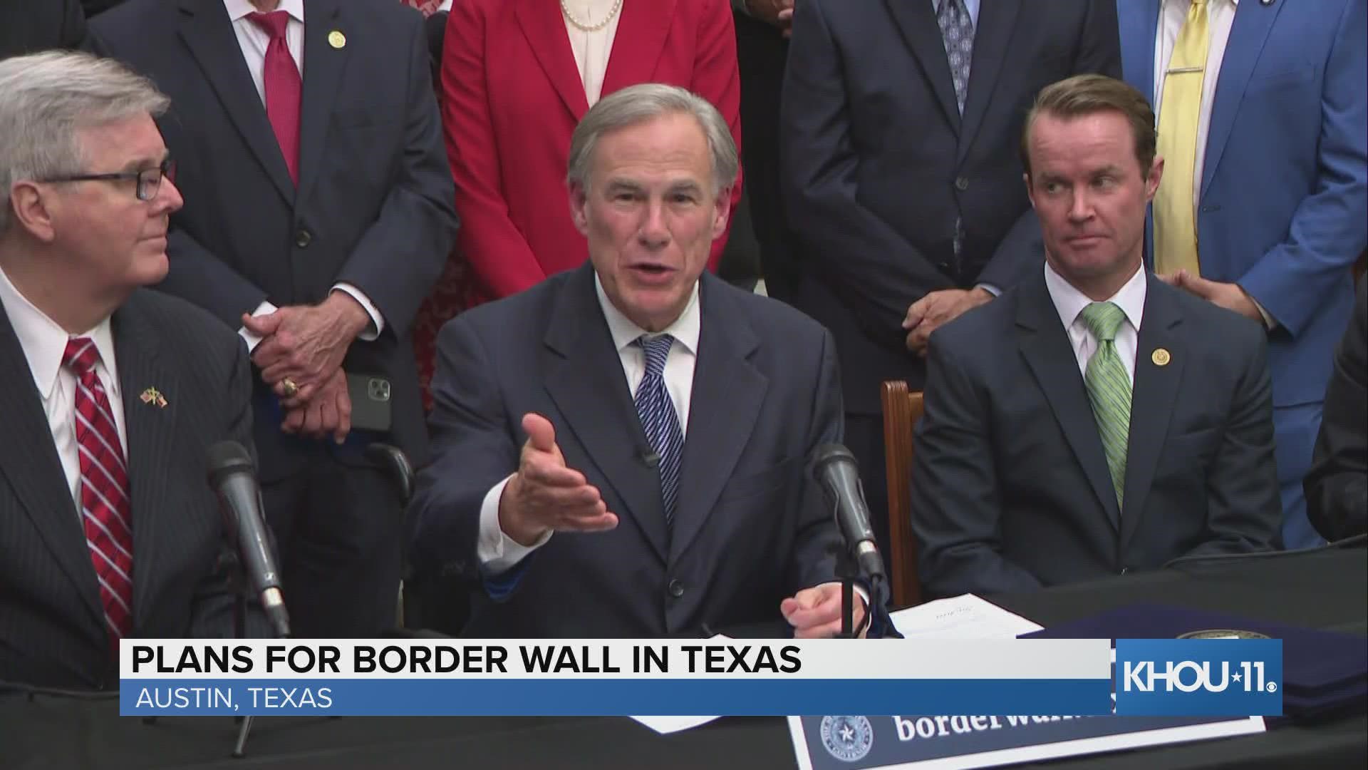 Gov. Greg Abbott held a news conference Wednesday to talk about the future of a border wall in Texas.