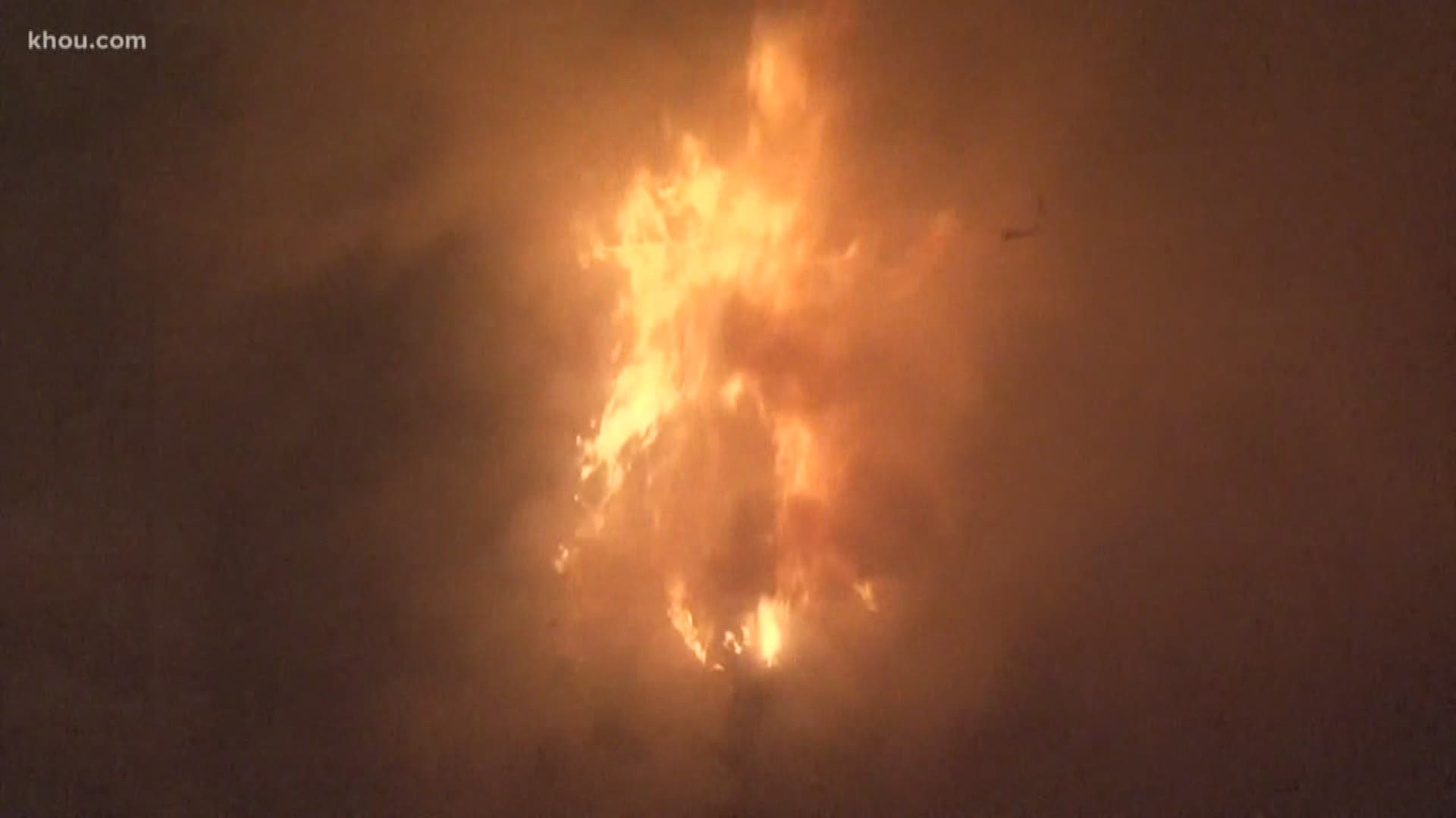 Flames ripped through an apartment building's front office in east Houston overnight.