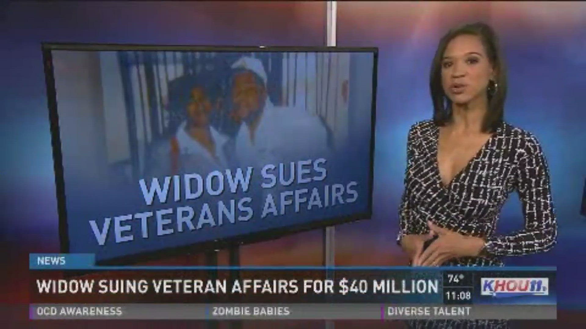 A Houston woman has filed a $40 million lawsuit against the Department of Veterans Affairs which she blames for her husband's death.