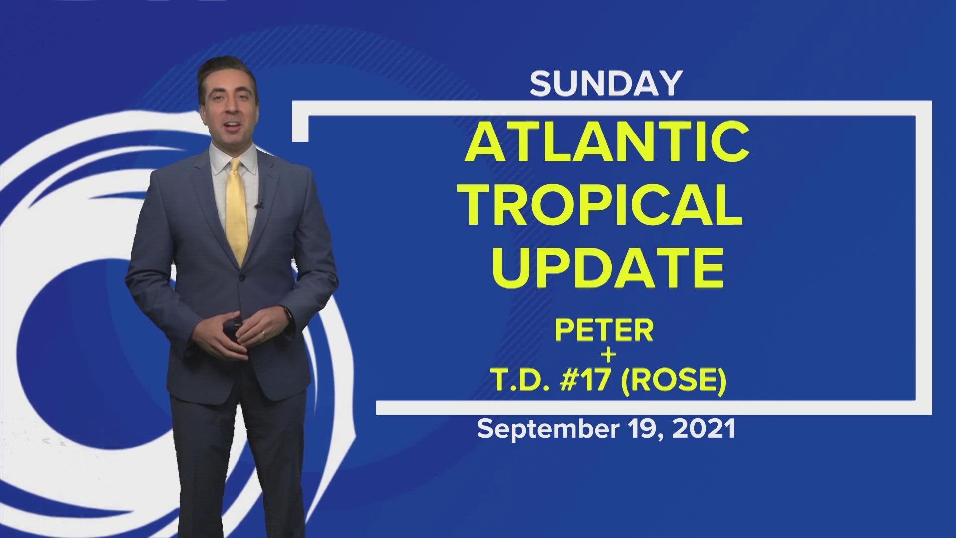 Tropical Storm Peter has formed becoming the 16th named storm of 2021. The forecast track, for now, keeps it clear of land over the next 5 days.
