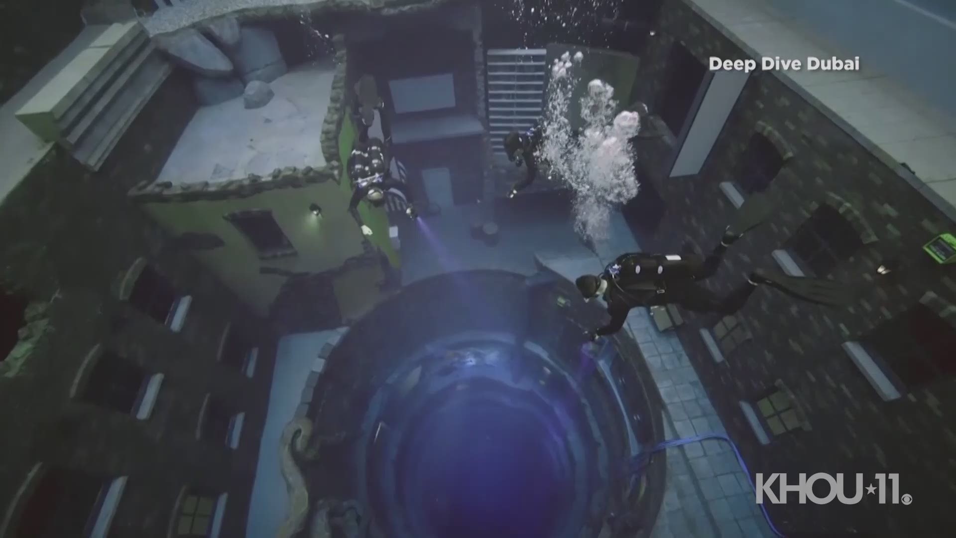 Divers in Dubai can explore an underwater 'sunken city' in the world's deepest pool, which reaches depths of almost 200 feet, at a facility called Deep Dive Dubai.