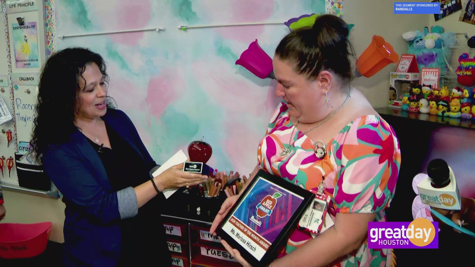 Randalls Red Apple Award is gifted to one standout educator in the Greater Houston Area each month within the school year.