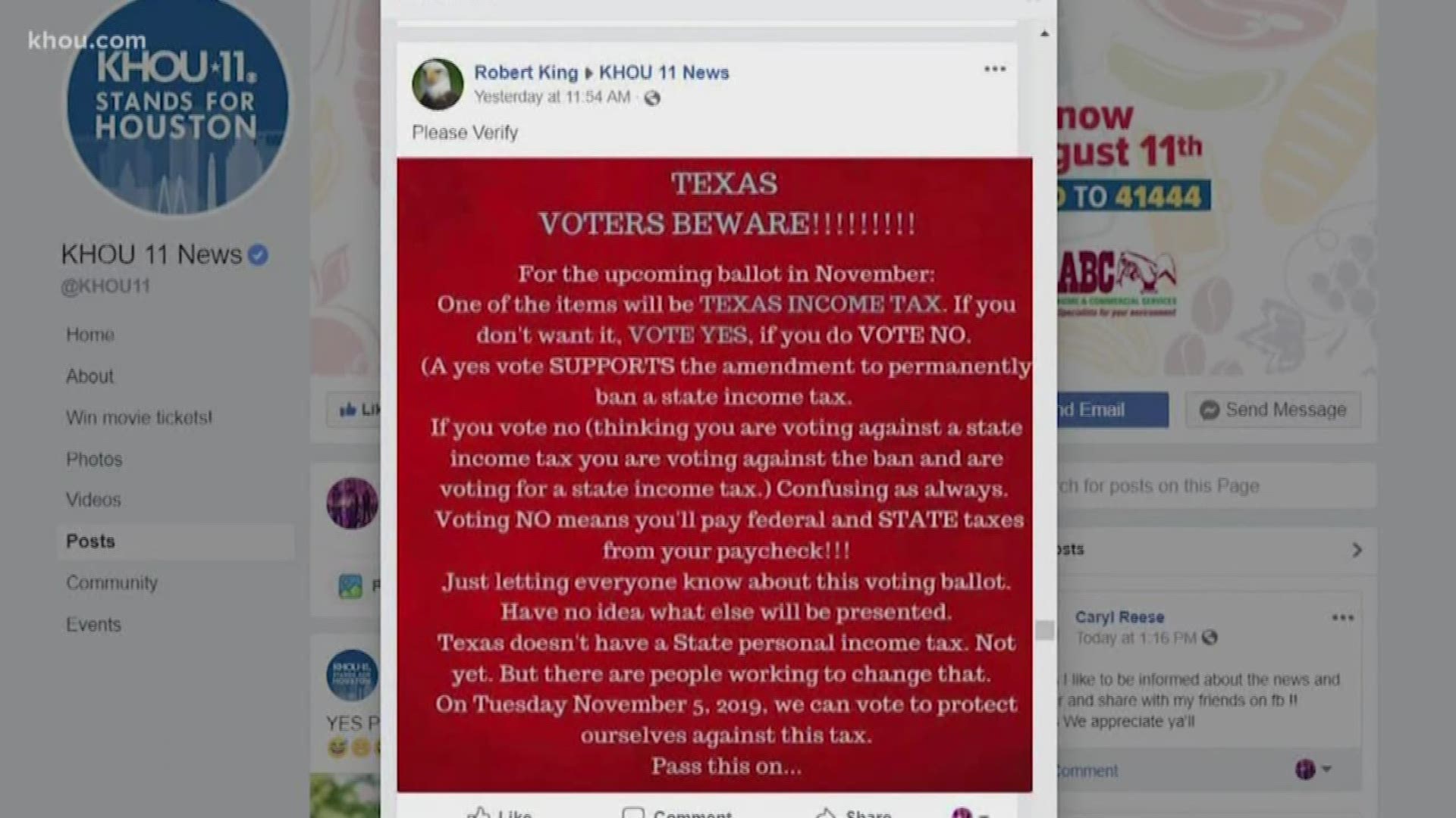 Texas residents may soon start paying state income taxes. That’s according to a post floating around social media. The KHOU Verify team set out to get the facts.
