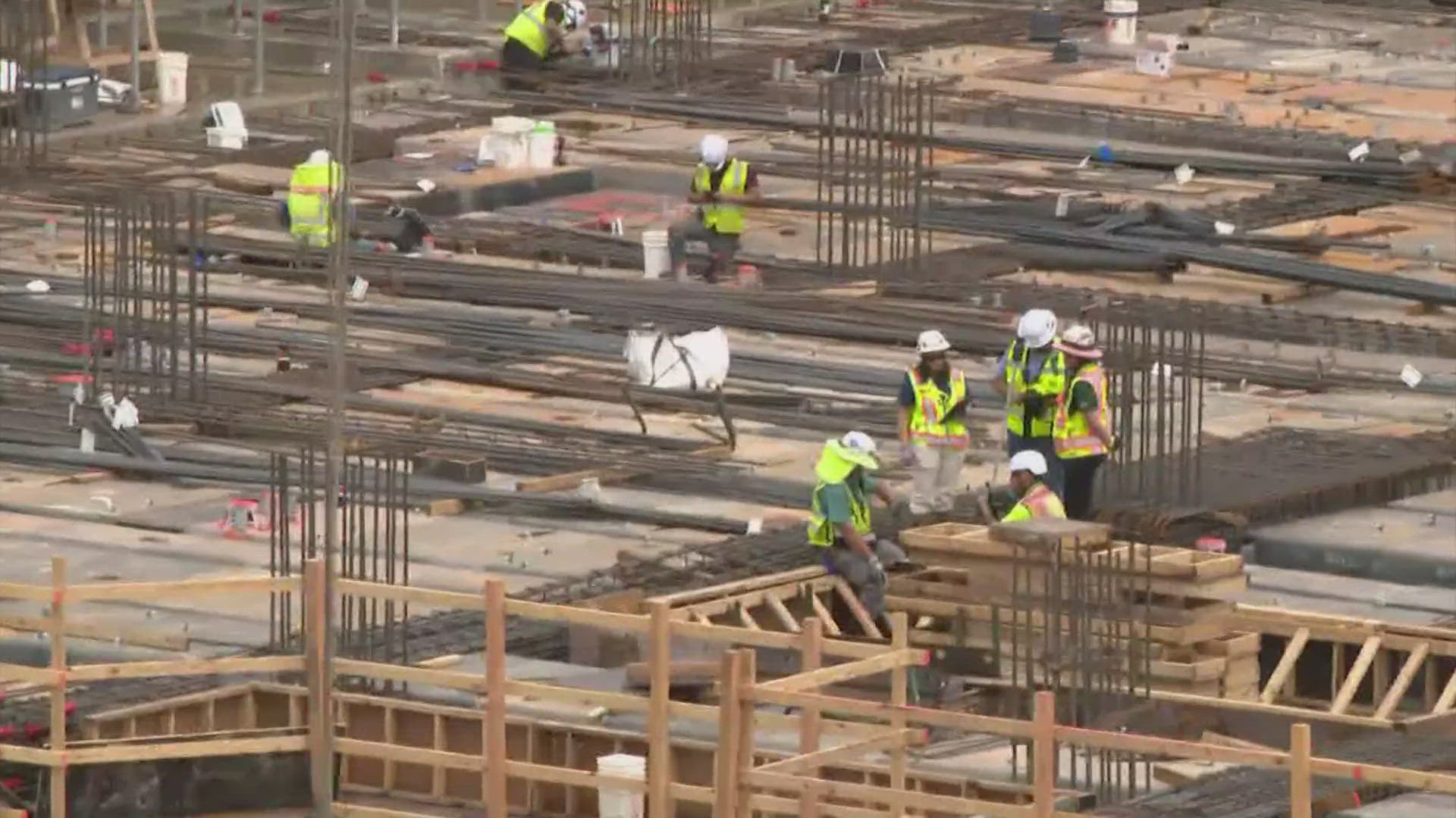 Crews have started work on the first few floors of the 12-story facility at the Lyndon B. Johnson Hospital.