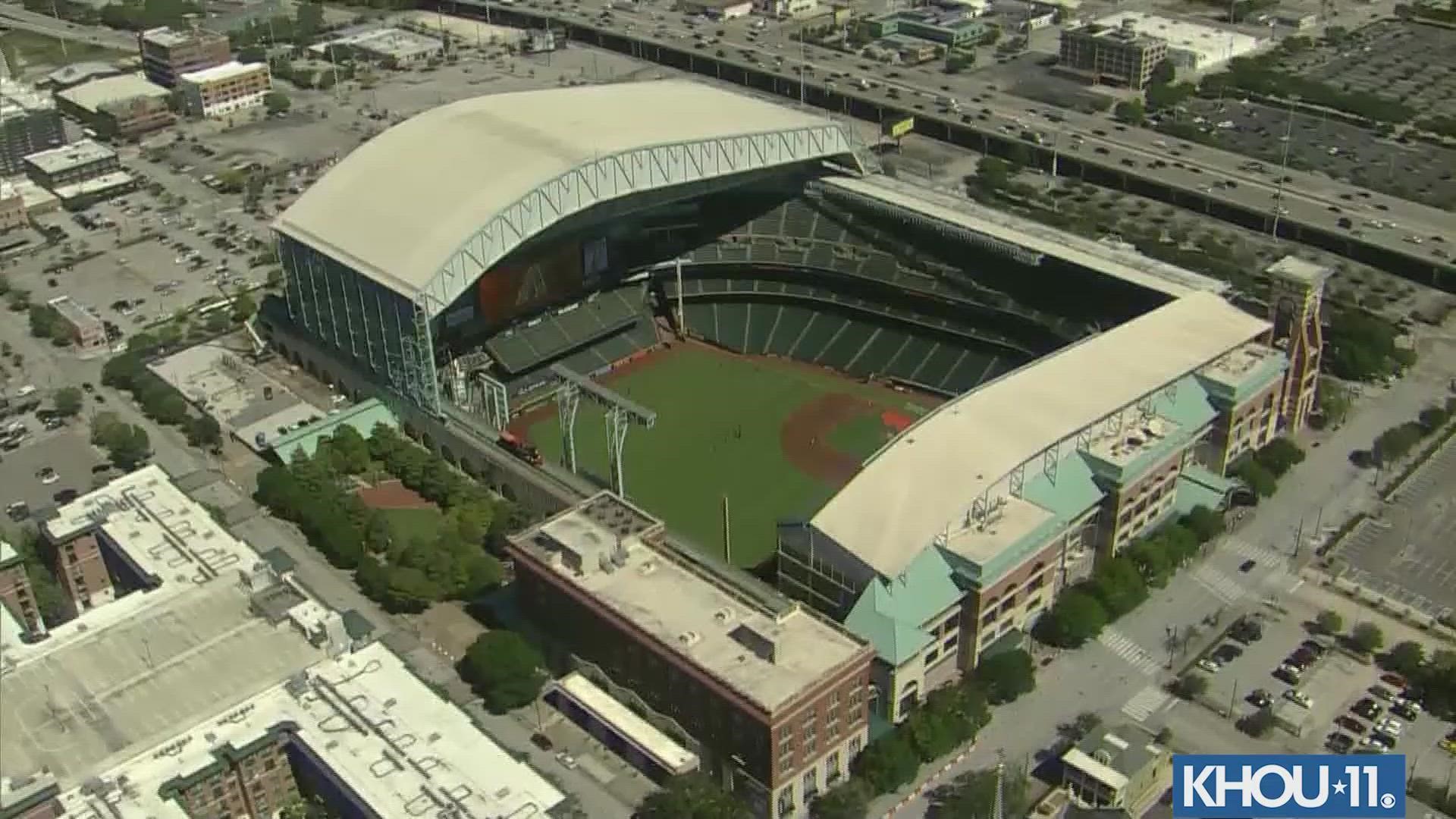 New grass was laid at Minute Maid Park ahead of the Astros' final homestand of the 2022 regular season.