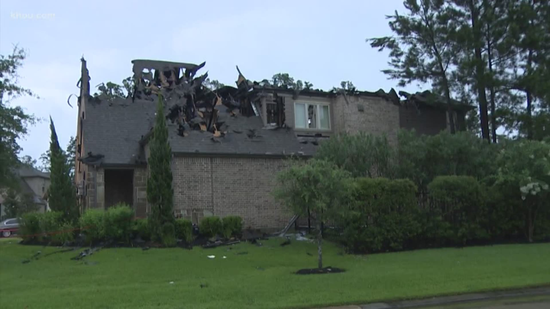 During the early morning storms on Monday, a lightning strike caused a house fire near The Woodlands.