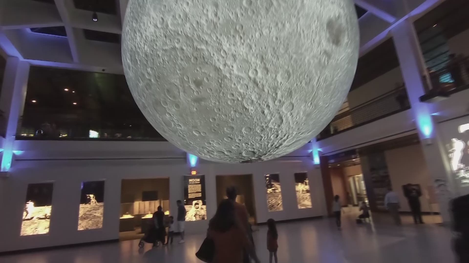 The sculpture by Luke Jerram is internally lit and features NASA imagery of the moon's surface.