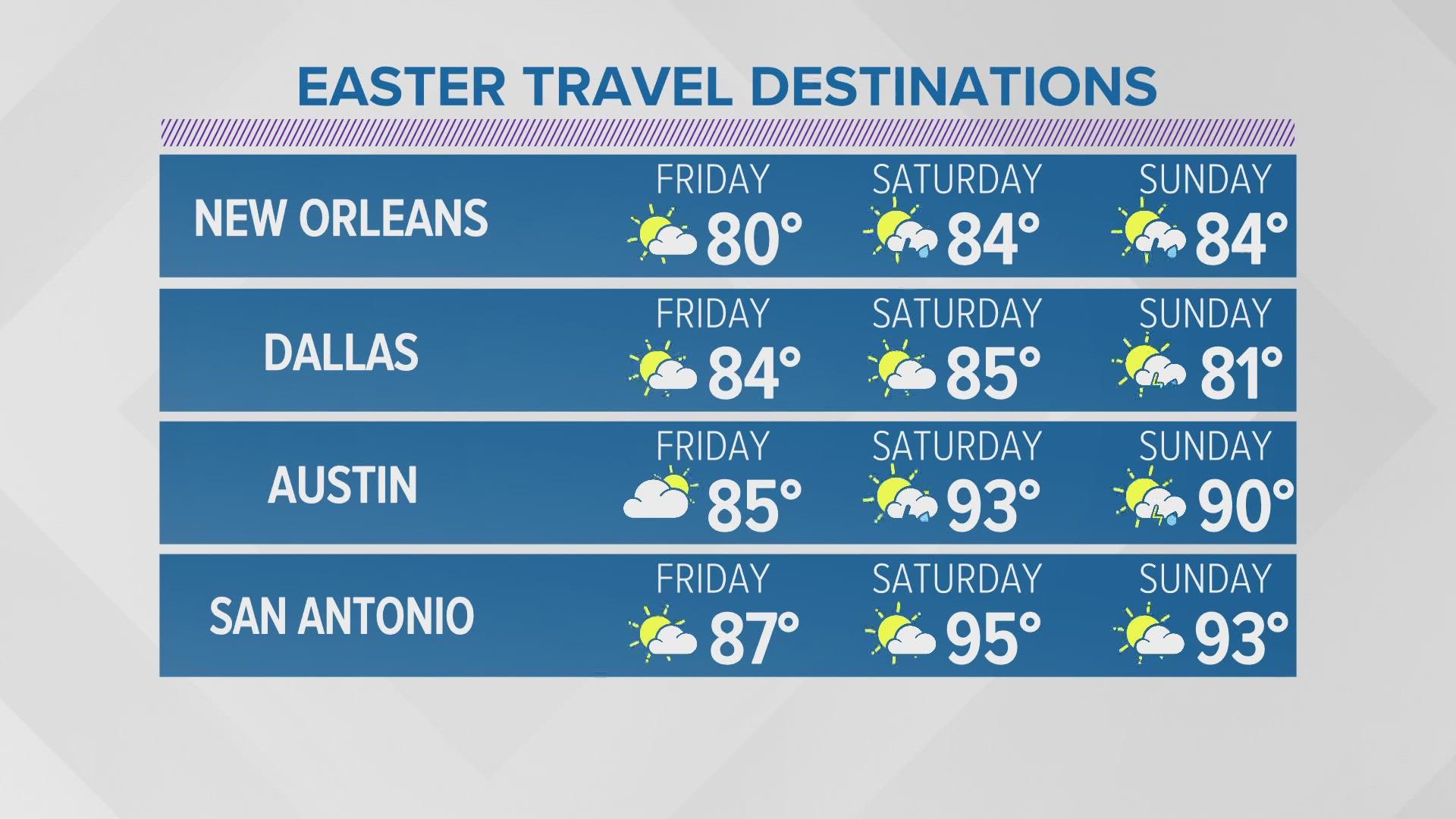 Plan for a hot, humid weekend while celebrating Easter, Passover or other events.