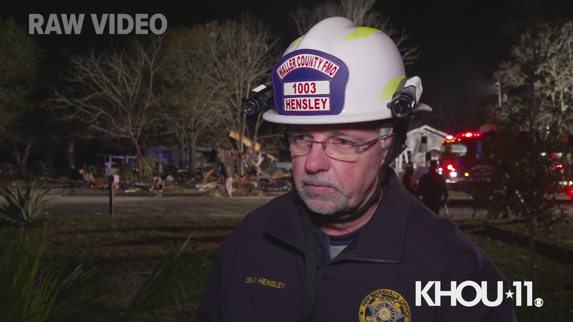 A neighborhood is covered in debris and at least one person is hospitalized after a home explosion late Thursday in Hempstead, Texas.