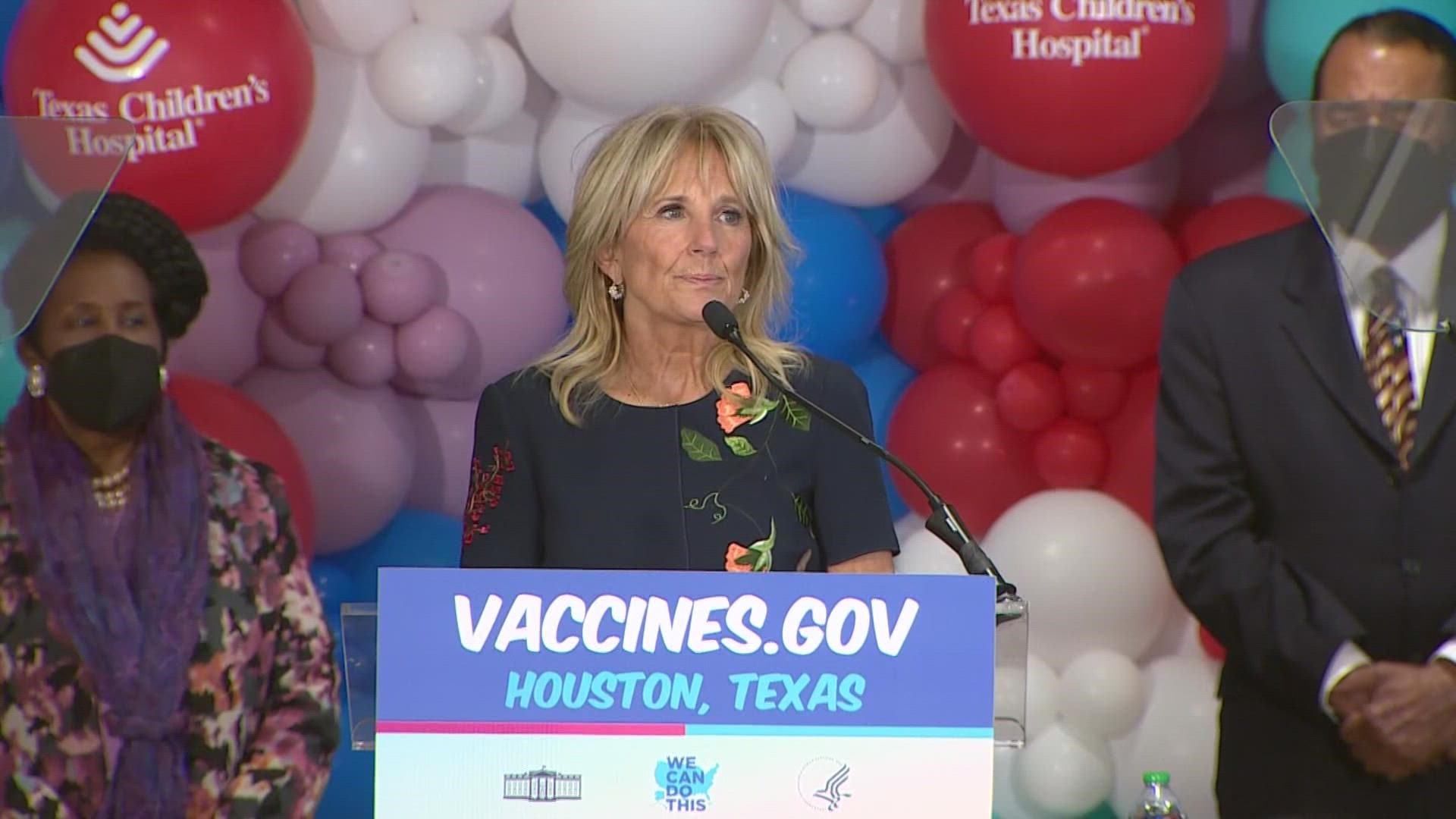 Dr. Biden visited Houston’s Texas Children’s Hospital as part of a national campaign to encourage parents to get their children vaccinated against COVID-19.