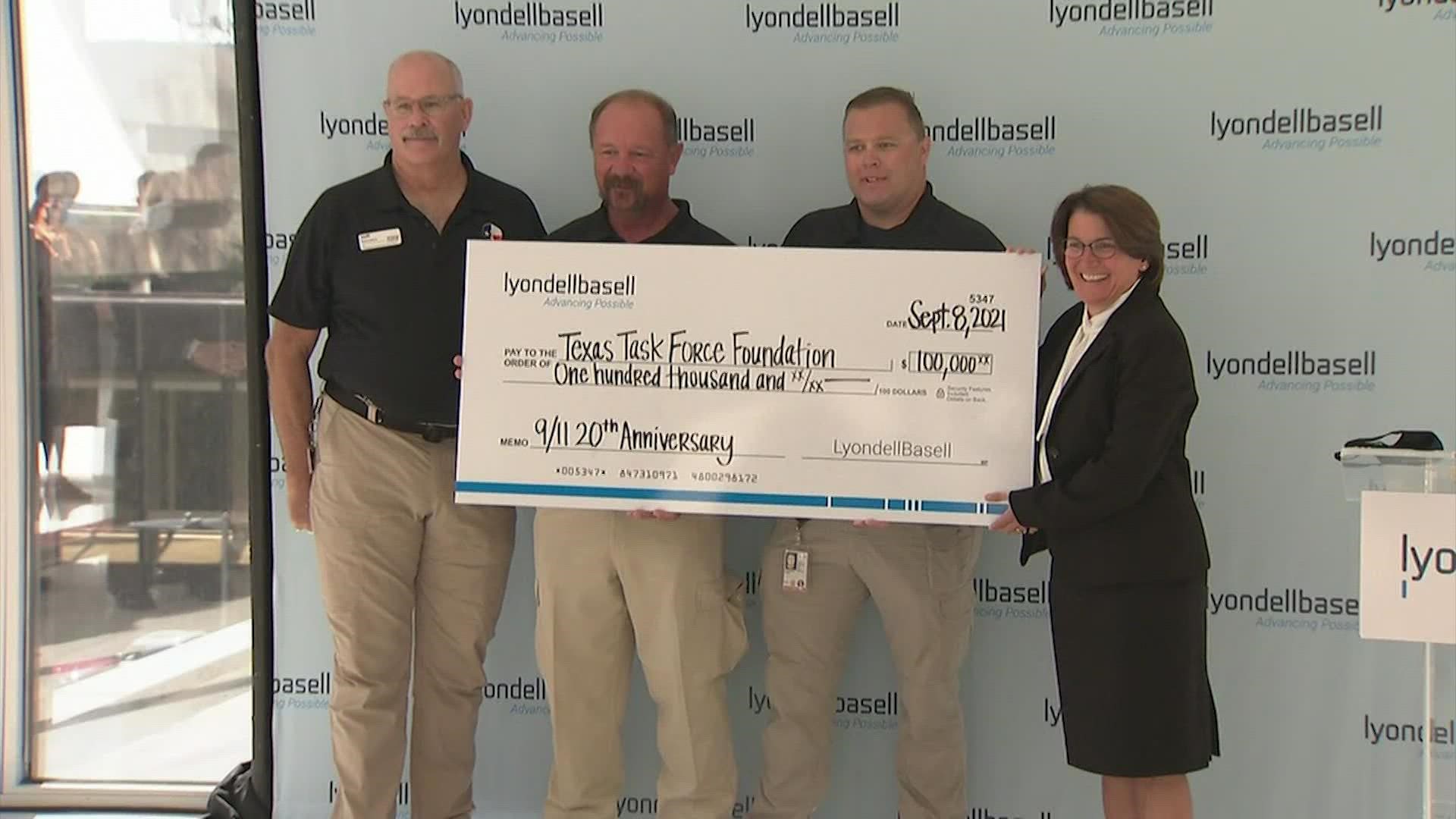 LyondellBassell donates $200,000 toward first responder training and a mural in honor of 9/11 heroes.