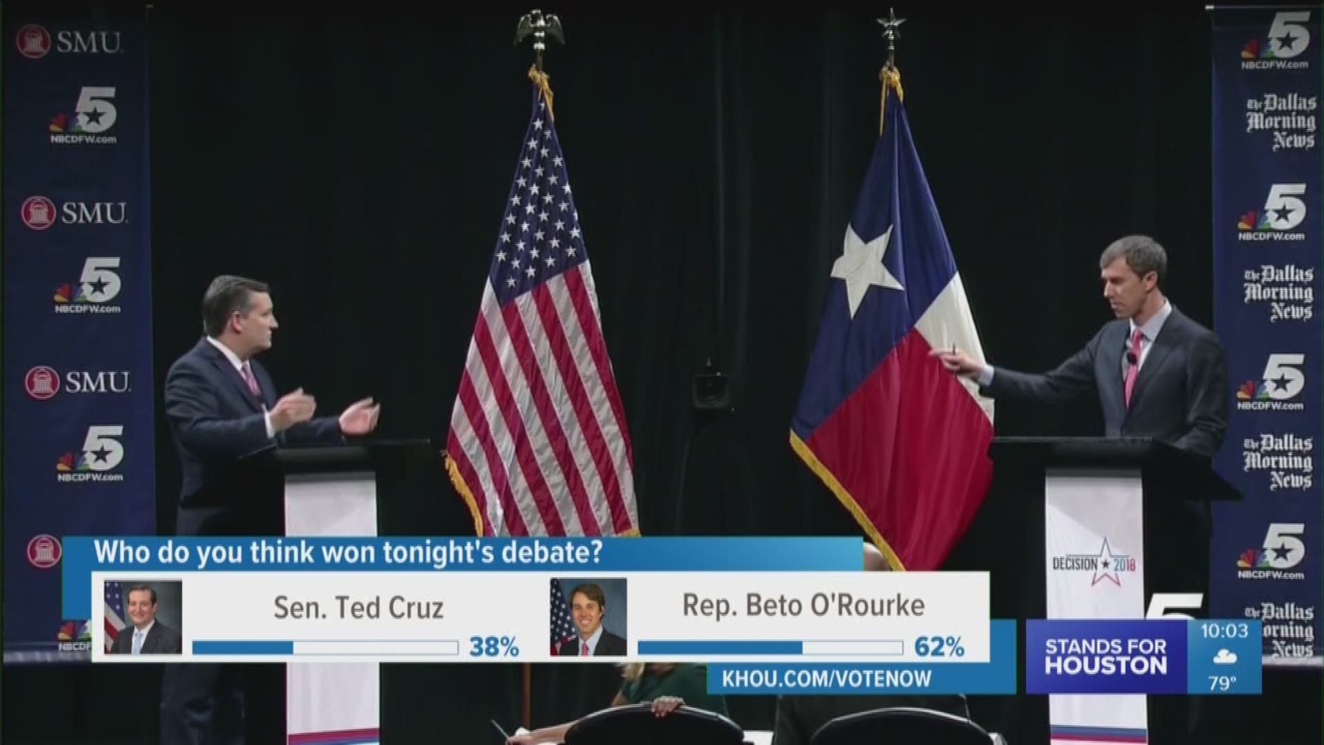 Sen. Ted Cruz and Congressman Beto O'Rourke debated in Dallas Friday night.