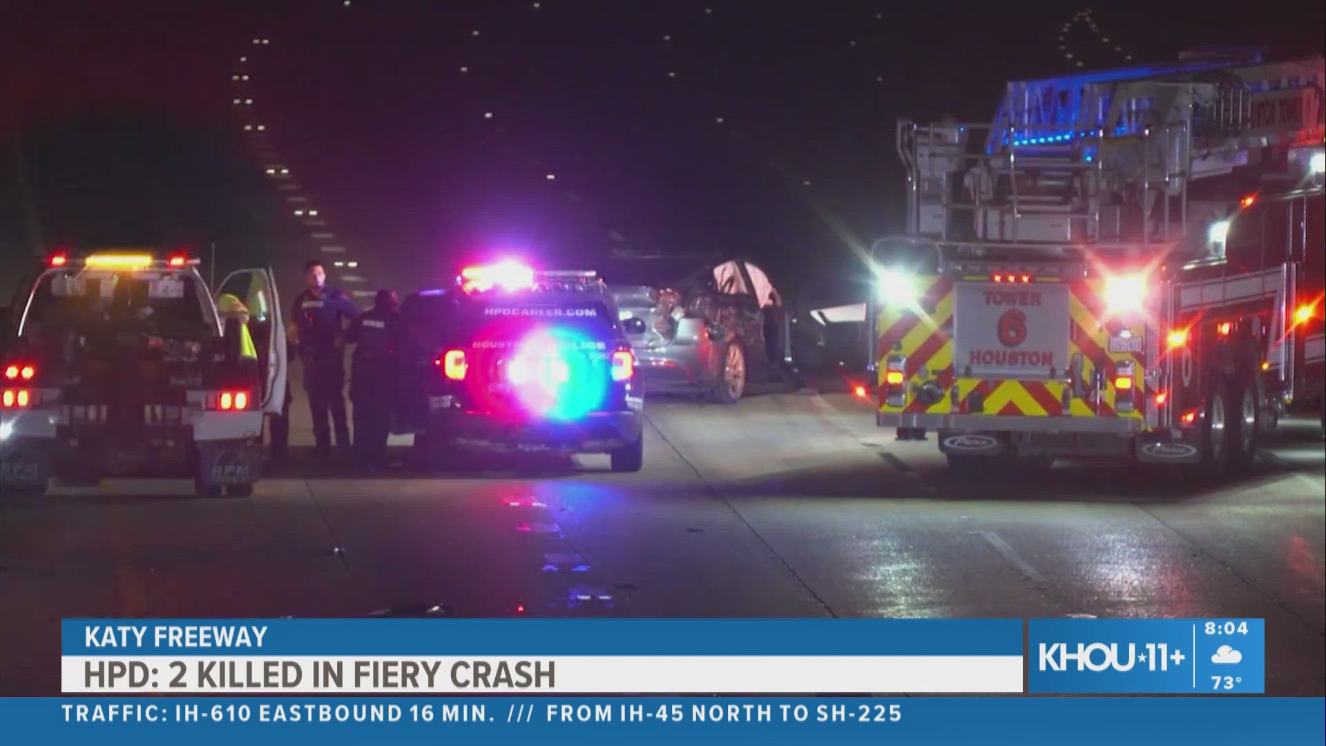 Two people killed in early-morning fiery wreck on Katy Freeway at ...
