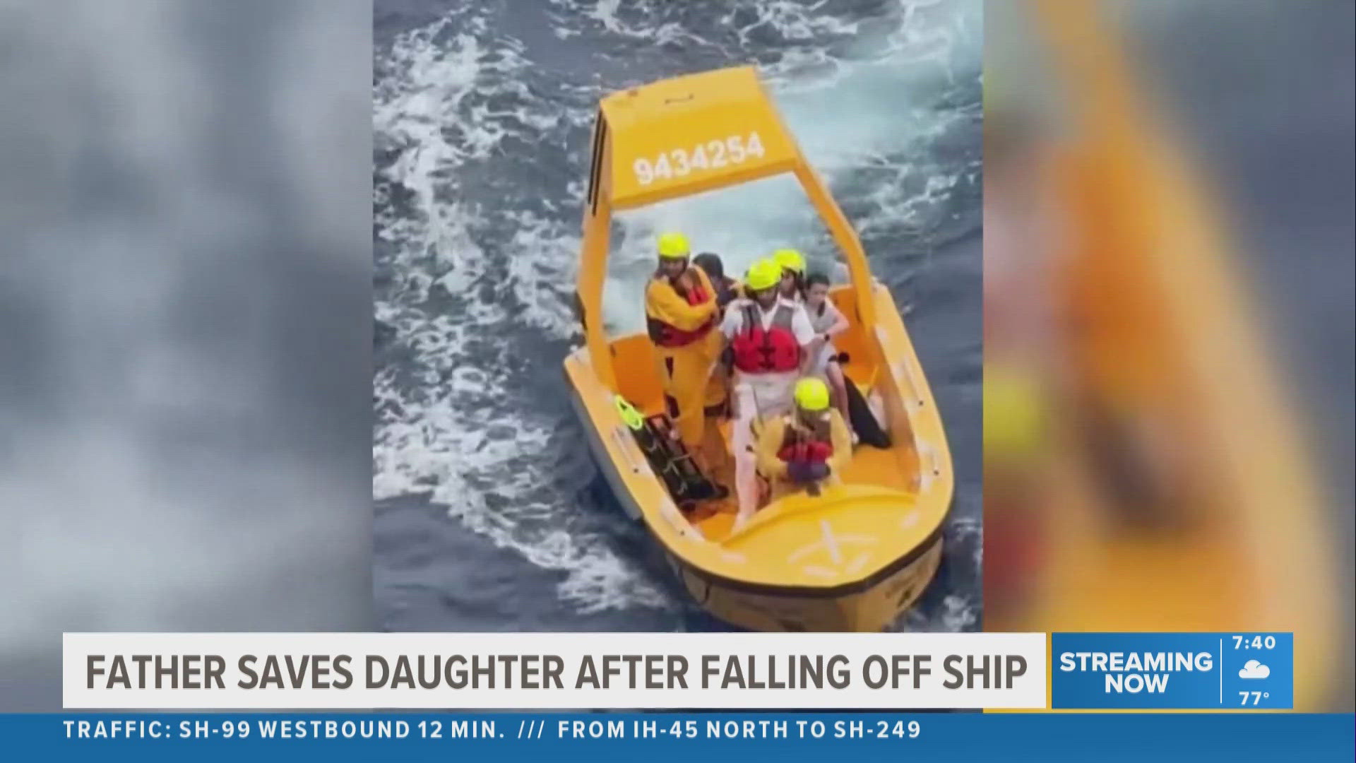 The video was on its way back to South Florida from The Bahamas. A man jumped off the ship to rescue his daughter who had fallen overboard.