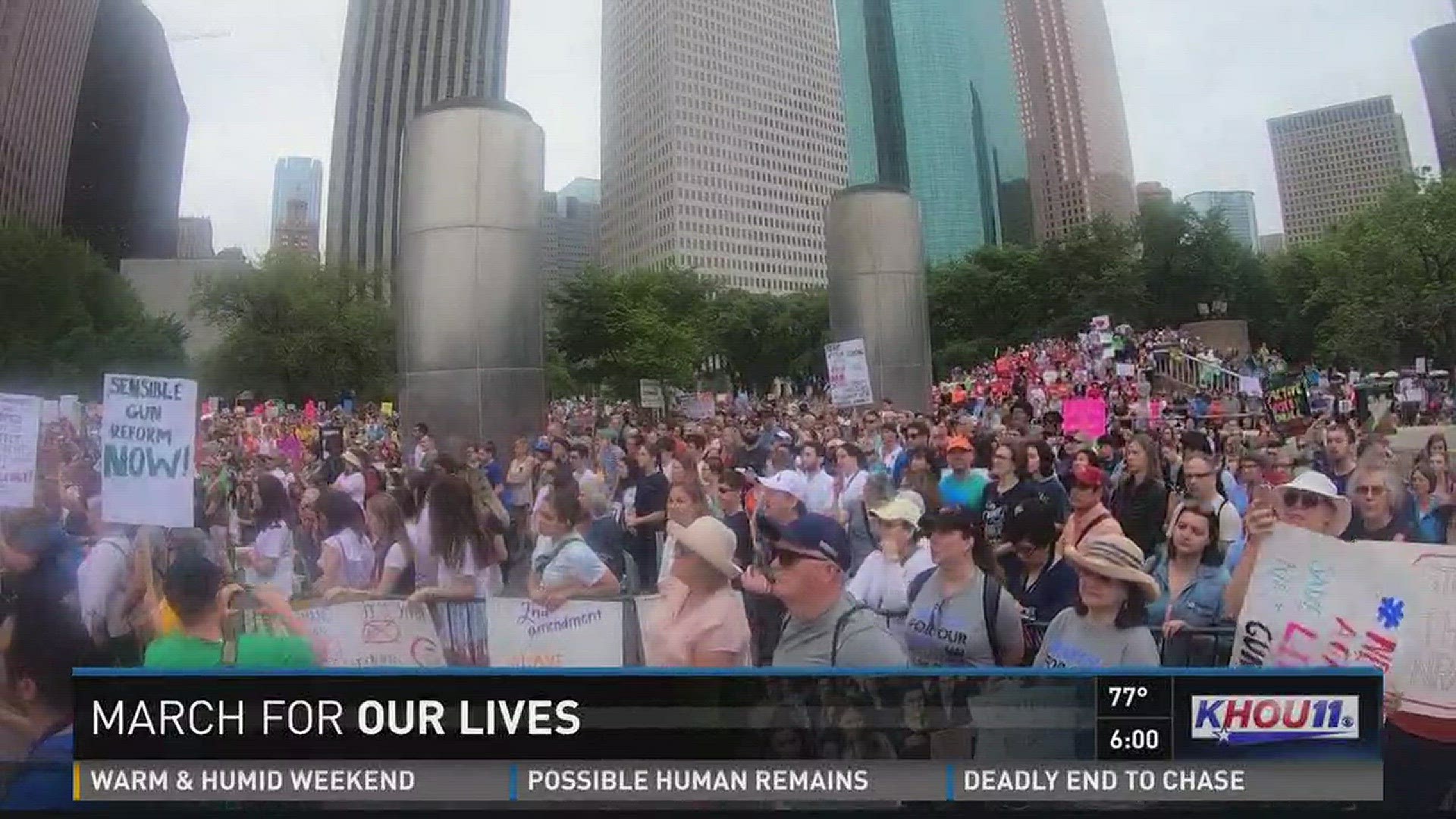 Tens of thousands of Houston students joined millions across the country to demand change in gun laws before any more lives are lost in school shootings.