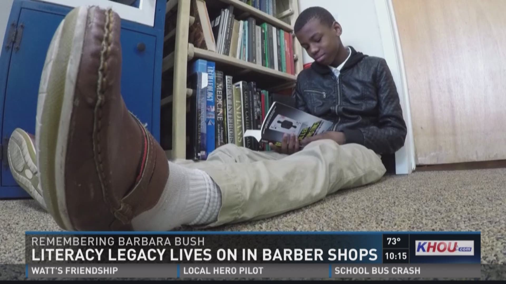 Former First Lady Barbara Bush's literacy legacy is living on in Houston barber shops.