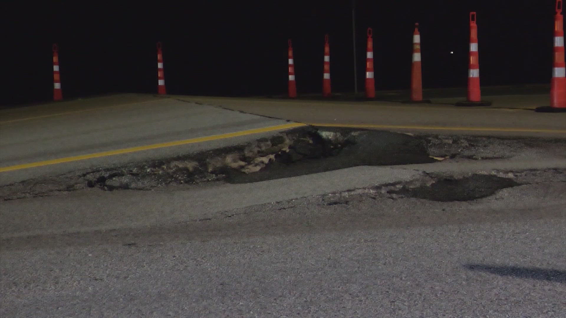 The city called out the Texas Department of Transportation. At this point, it's not clear if any vehicles were damaged.