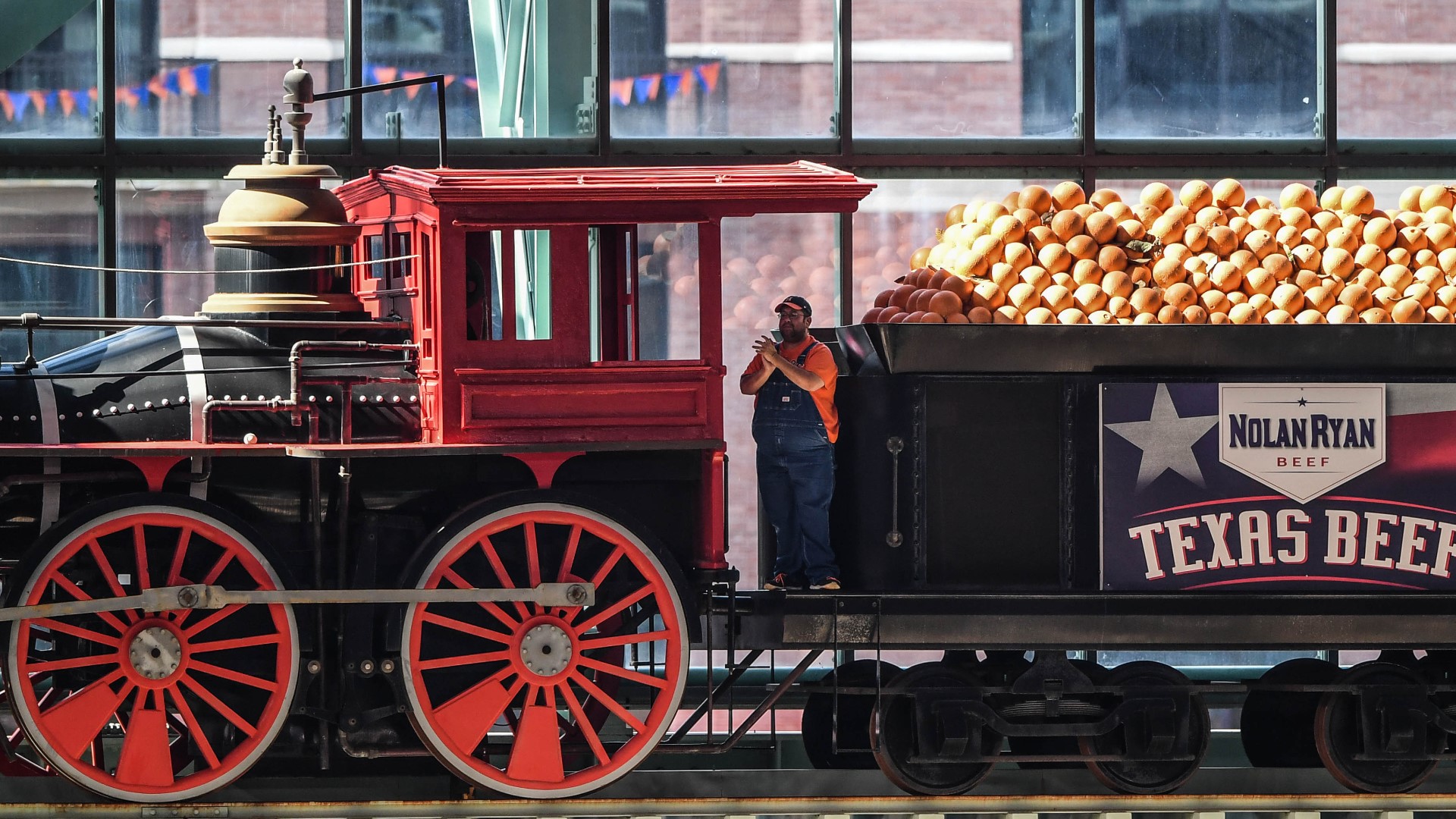 Bobby Dynamite is the conductor for the Astros train khou