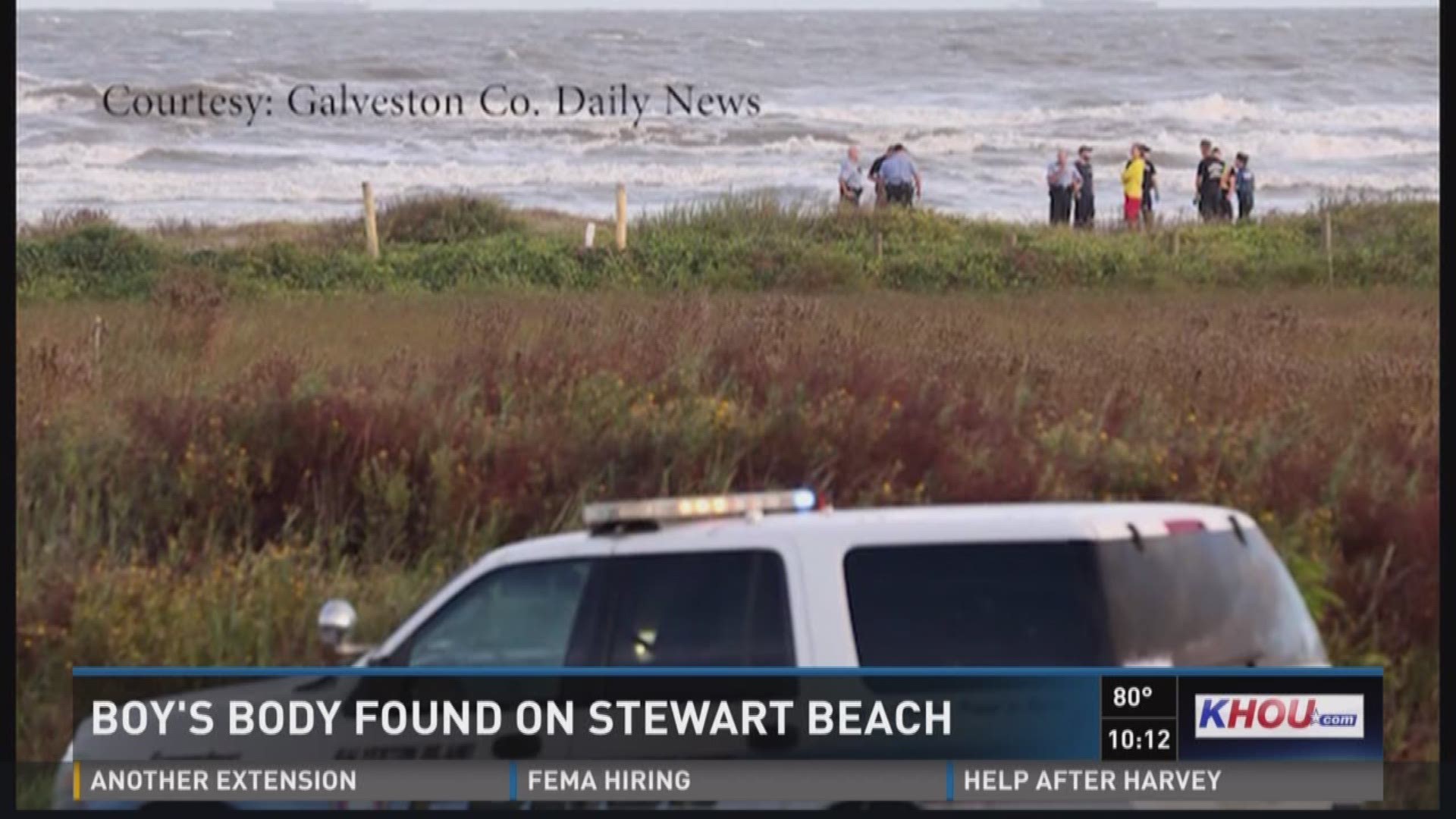 A small vigil was held for a young child after his body was found in the surf on a beach in Galveston Friday evening. 