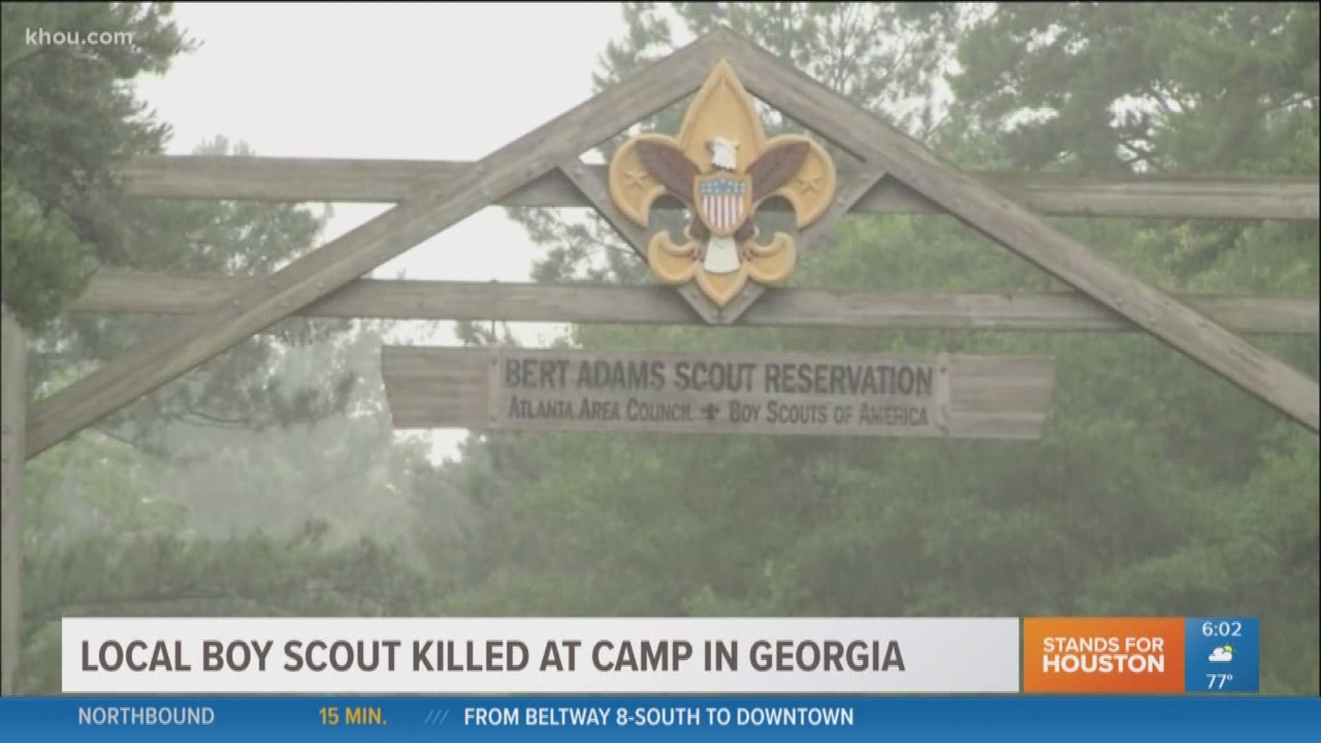 Authorities are investigating after a 14-year-old Boy Scout from the Houston area was killed by a falling tree on campgrounds in Georgia Monday evening.