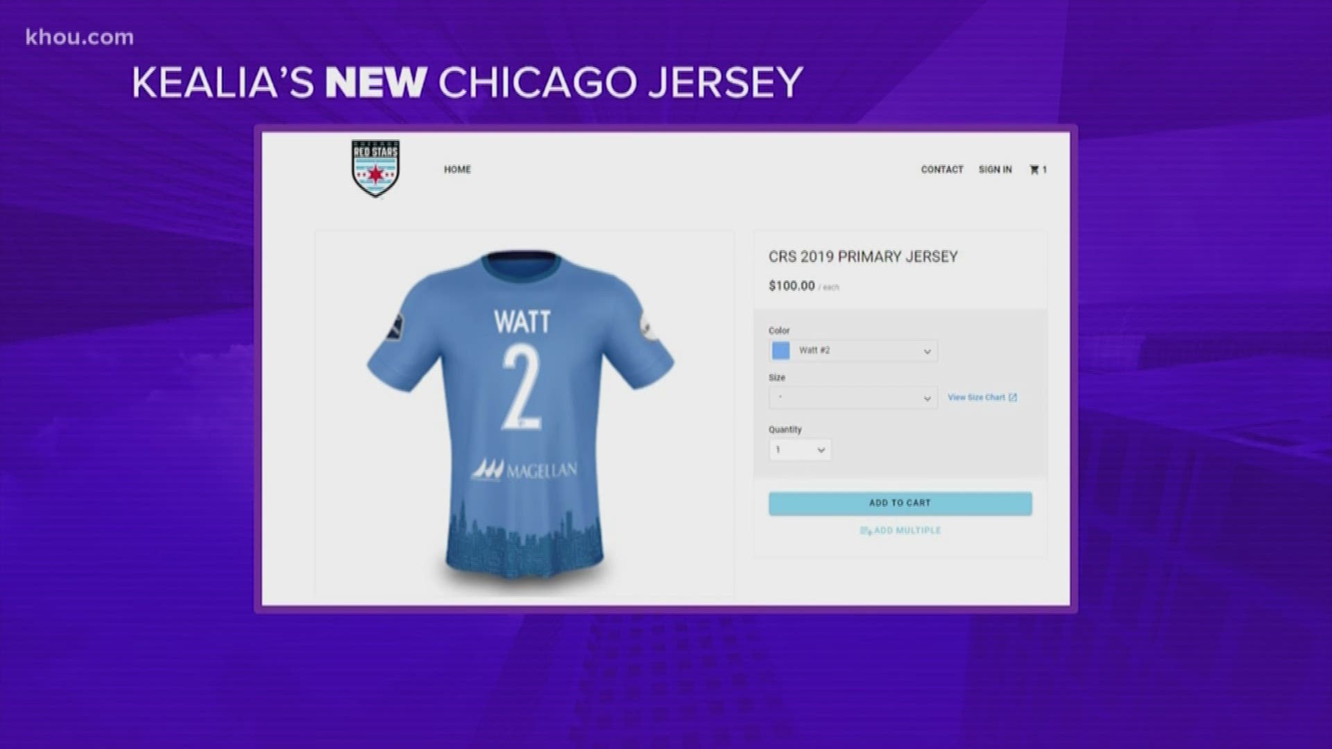Now that Kealia Ohia is officially Mrs. Watt, her new soccer team - Chicago Red Stars - are selling jerseys with her new last name for $100.