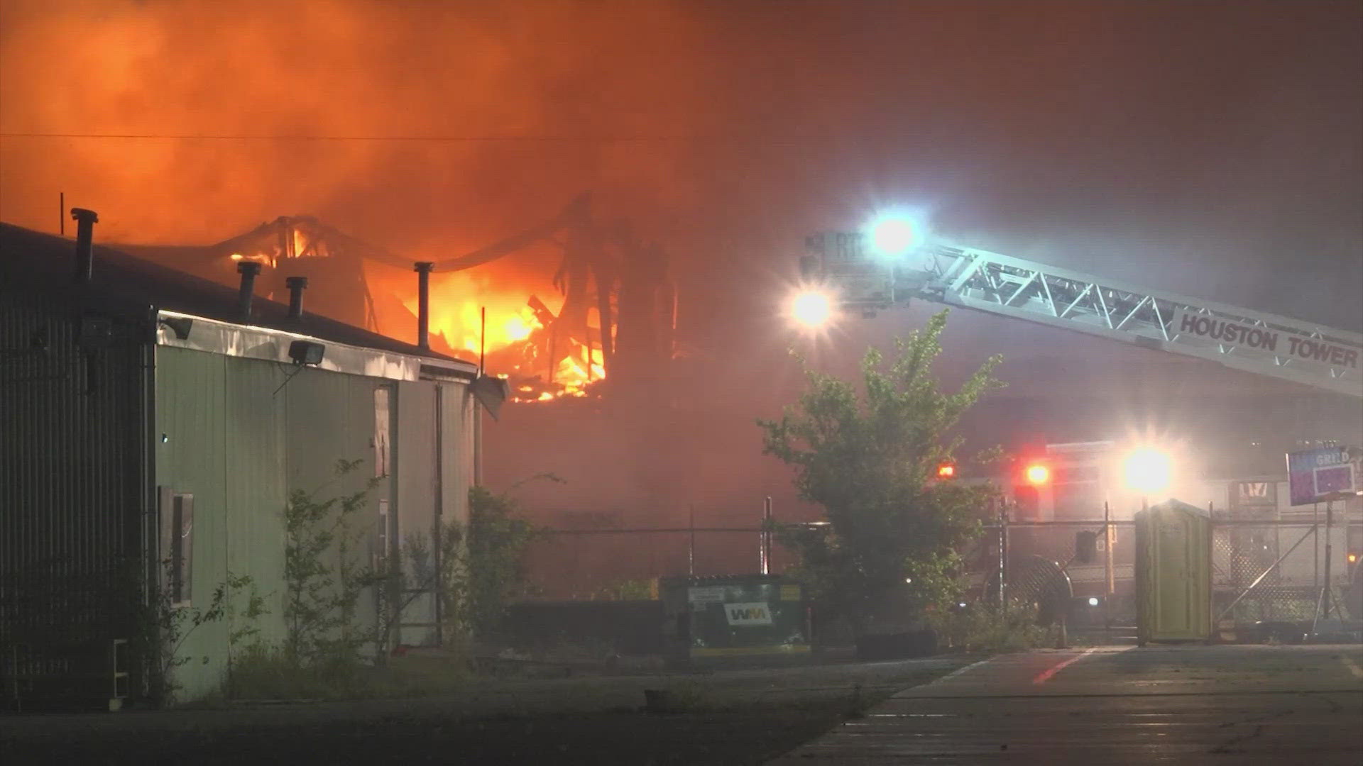 Fire crews are responding to a large warehouse fire in East Downtown Houston.