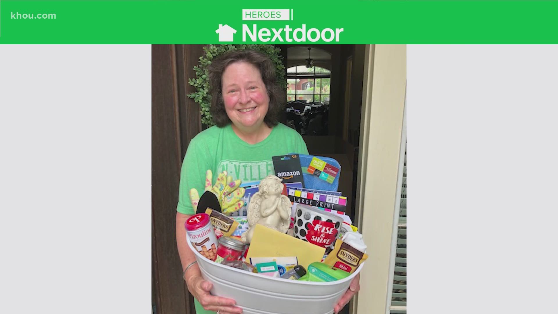 Neighbors in the Willowlake community in northwest Houston surprised an elderly woman with a basket full of goodies, reminding her she is appreciated.