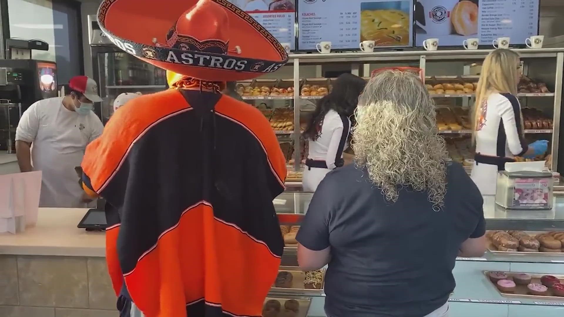 Opening day is here! Astros fans stopped by Shipley's Do-Nuts for a giveaway and other goodies to support their 'Stros!